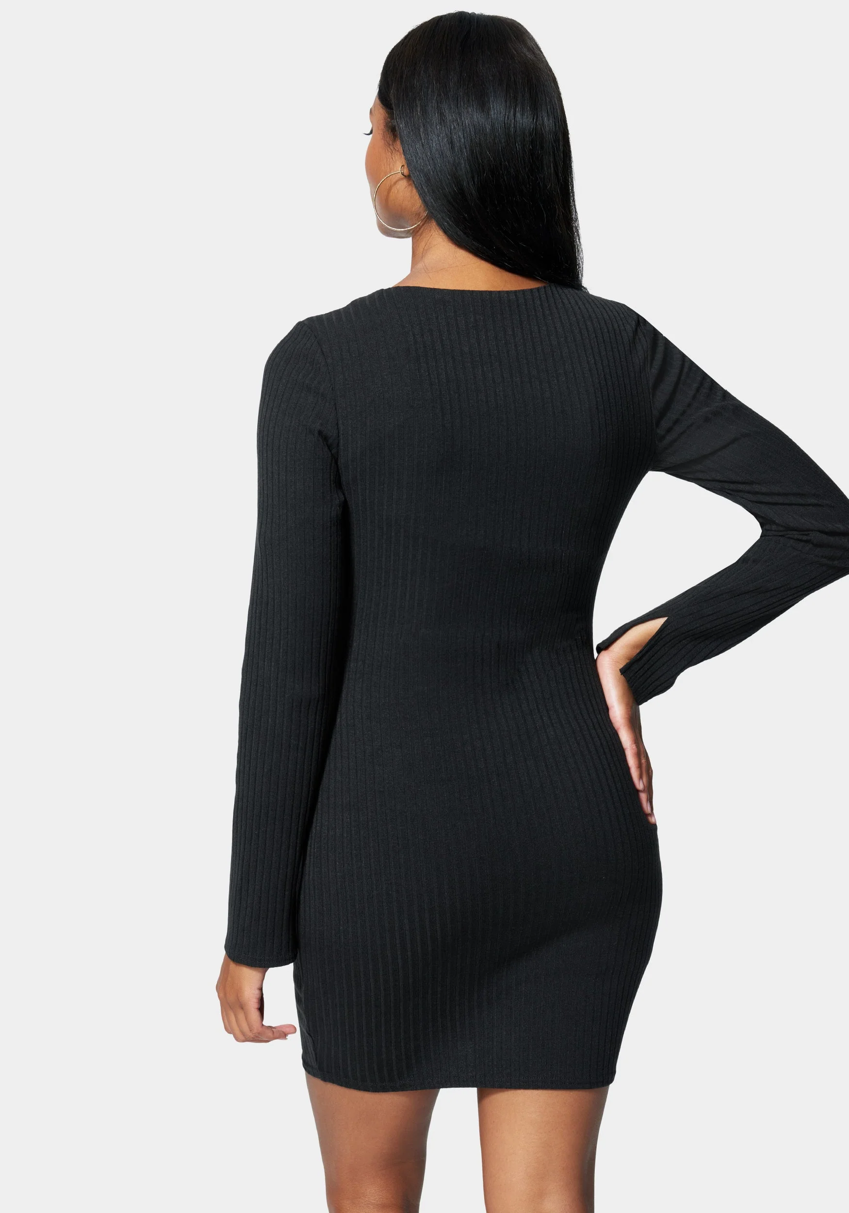 Chain Detail Rib Dress - Image 3