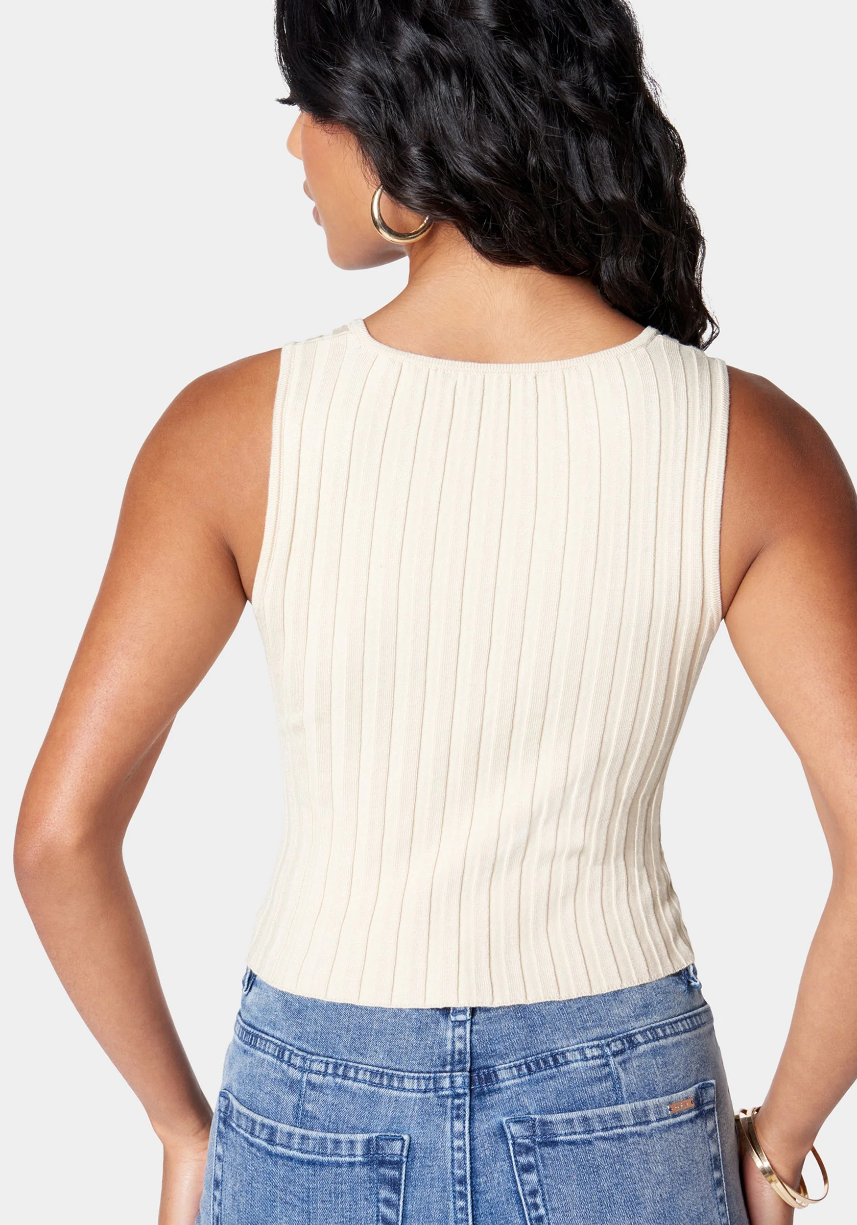 Chain Neck Detail Wrap Front Sweater Top - Image 3