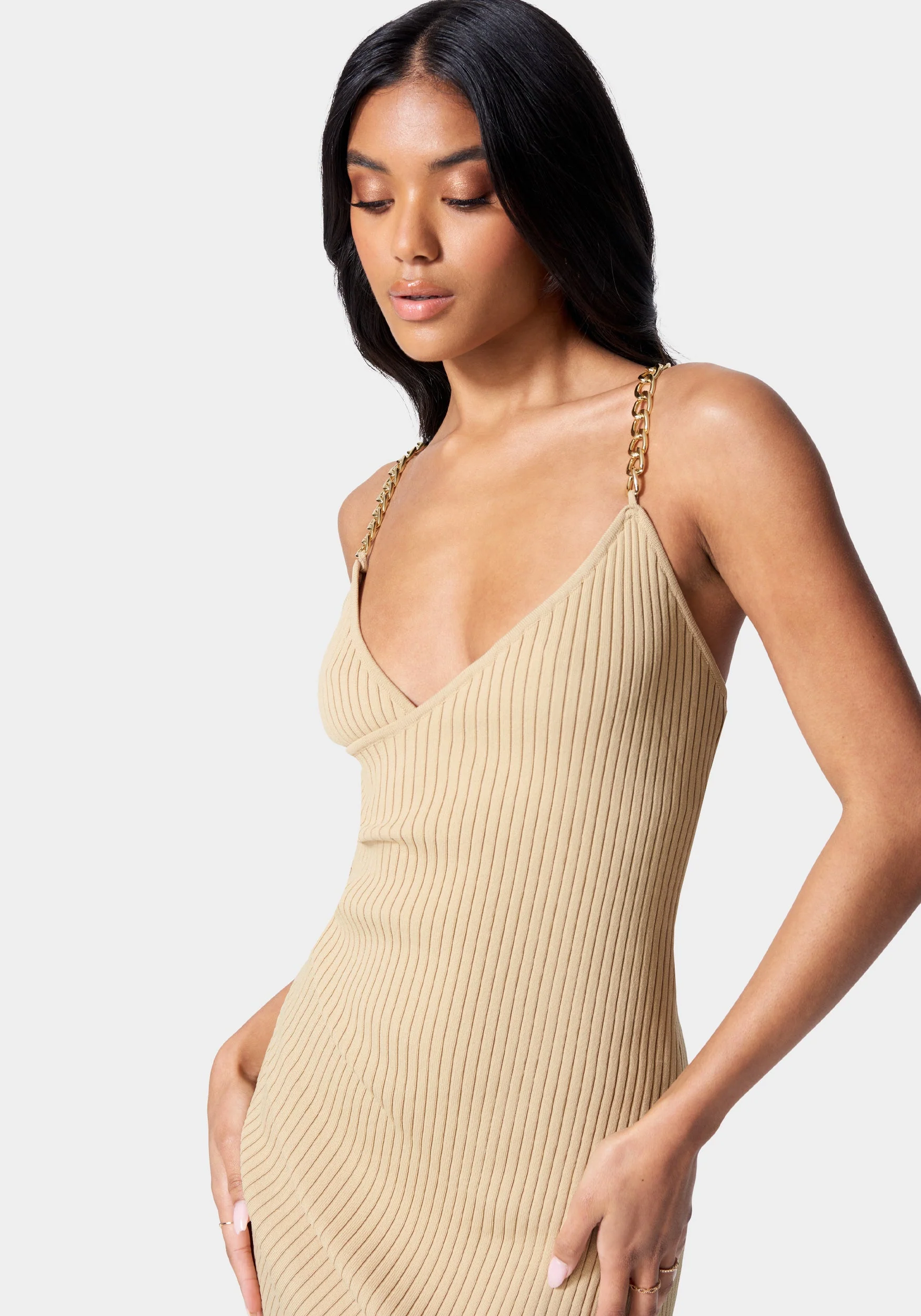 Chain Strap Faux Wrap Dress - Image 4