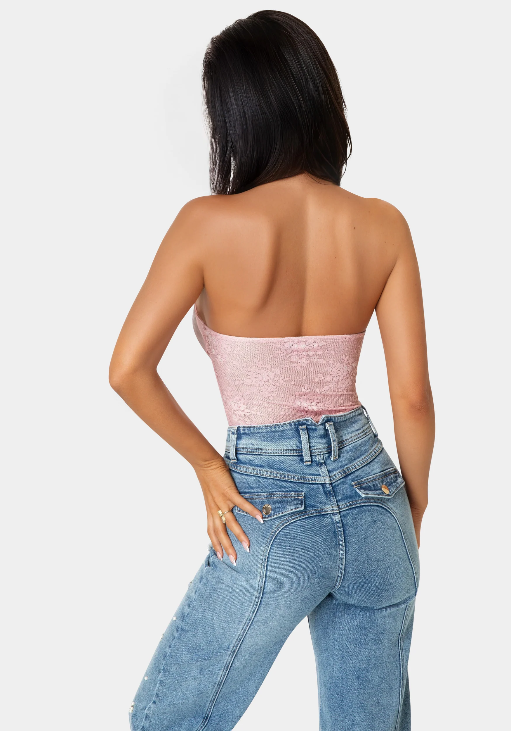 Chest Bow Halter Lace Bodysuit - Image 3