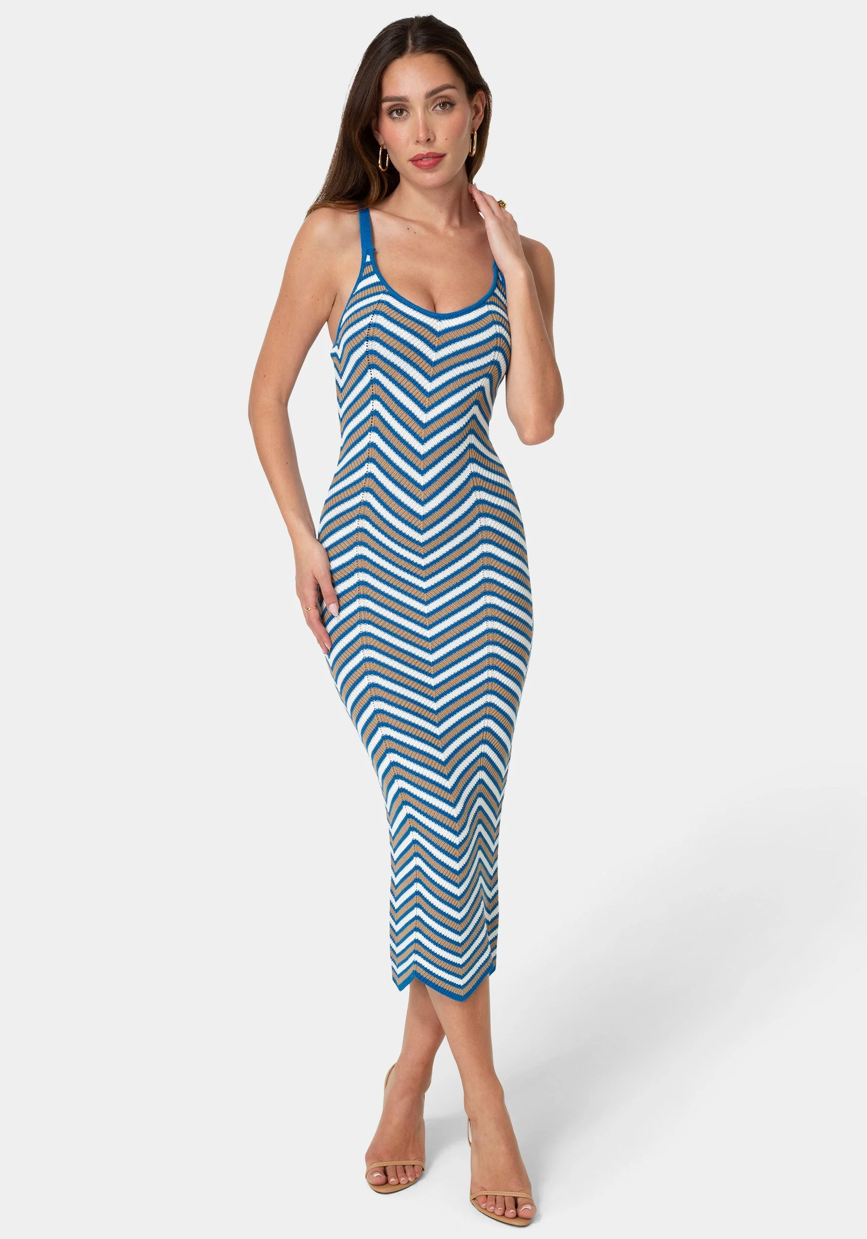 Chevron Crochet Midi Dress