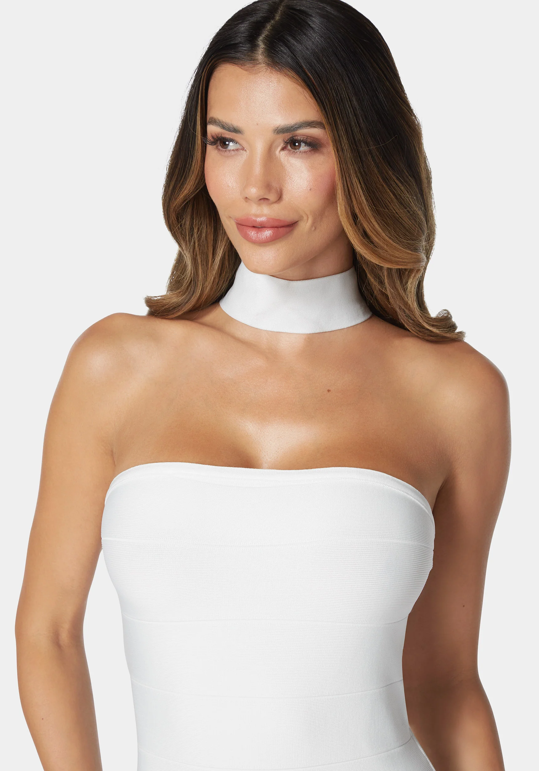 Choker Neck Bandage Midi Dress - Image 4