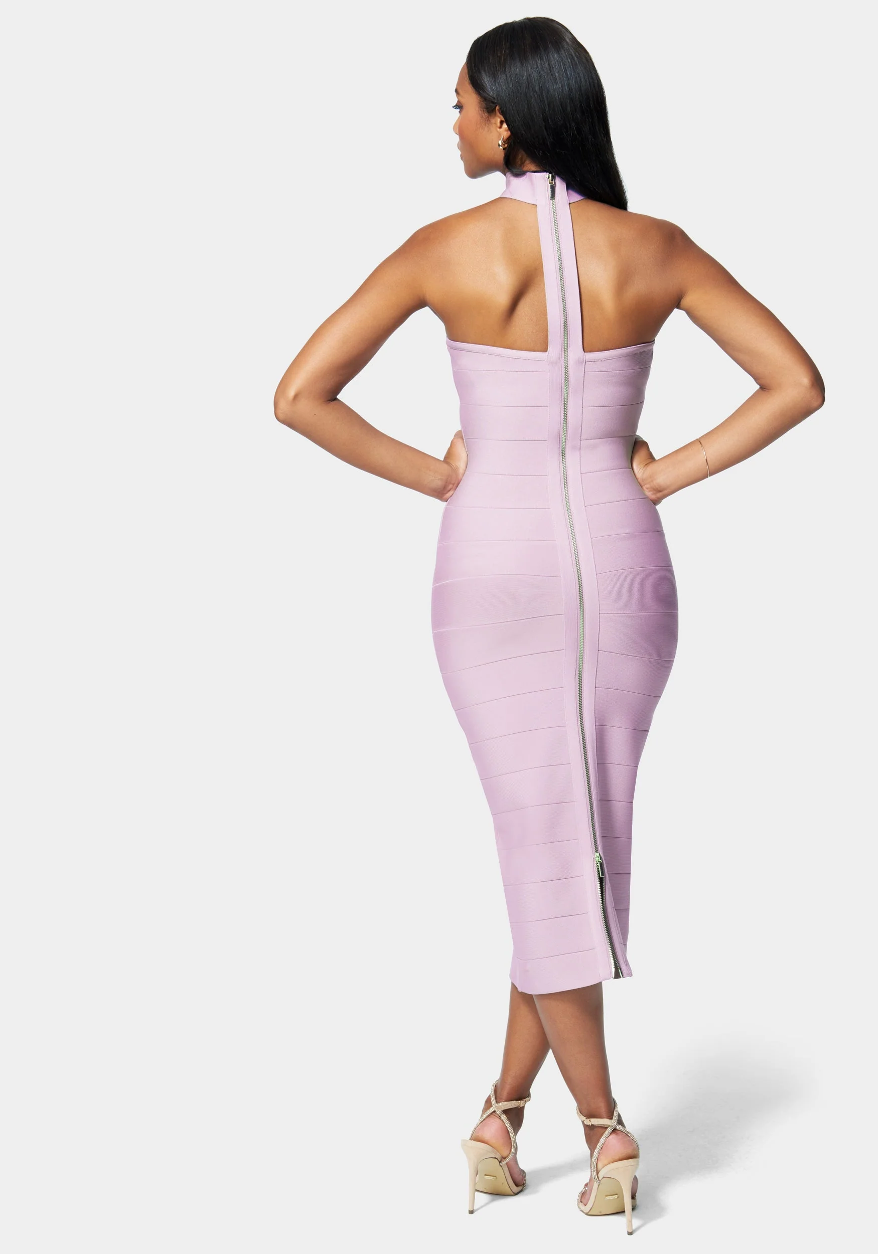 Bandage Choker Neck Midi Dress - Image 3
