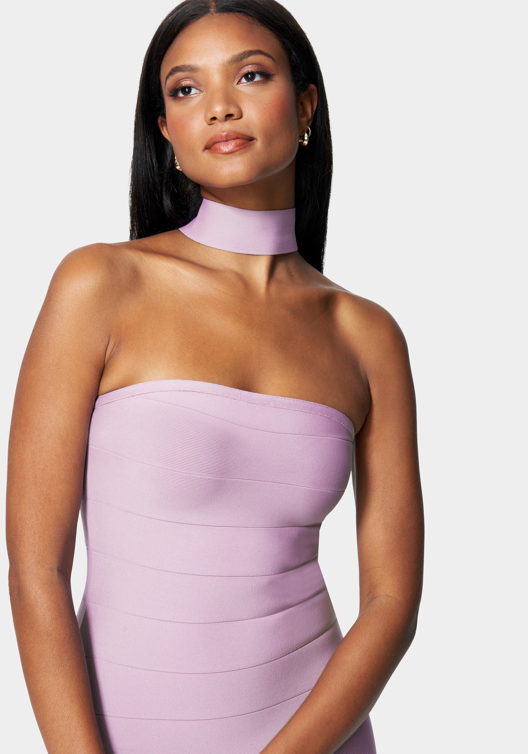 Bandage Choker Neck Midi Dress - Image 4