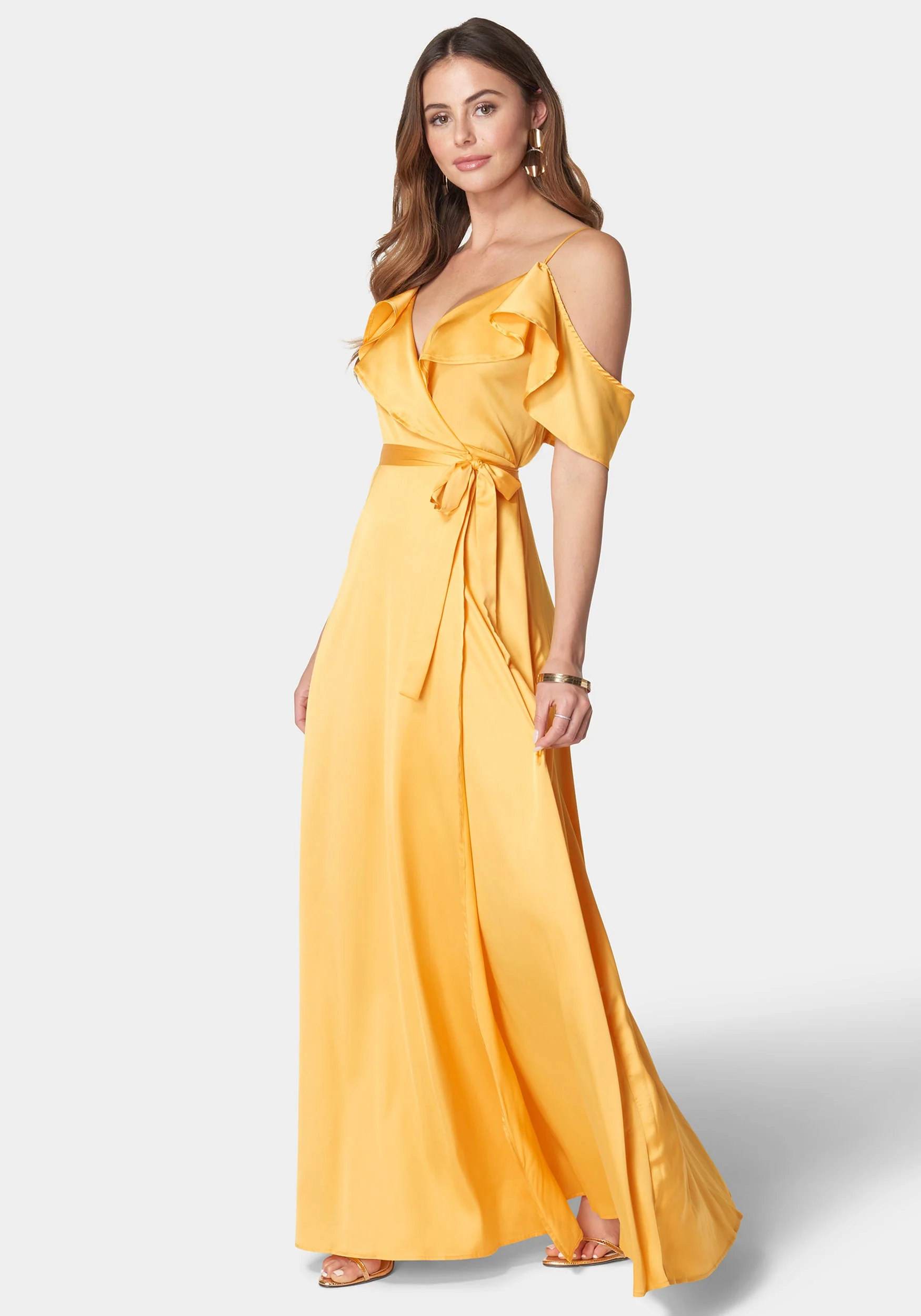 Cold Shoulder Ruffle Maxi Dress - Image 2