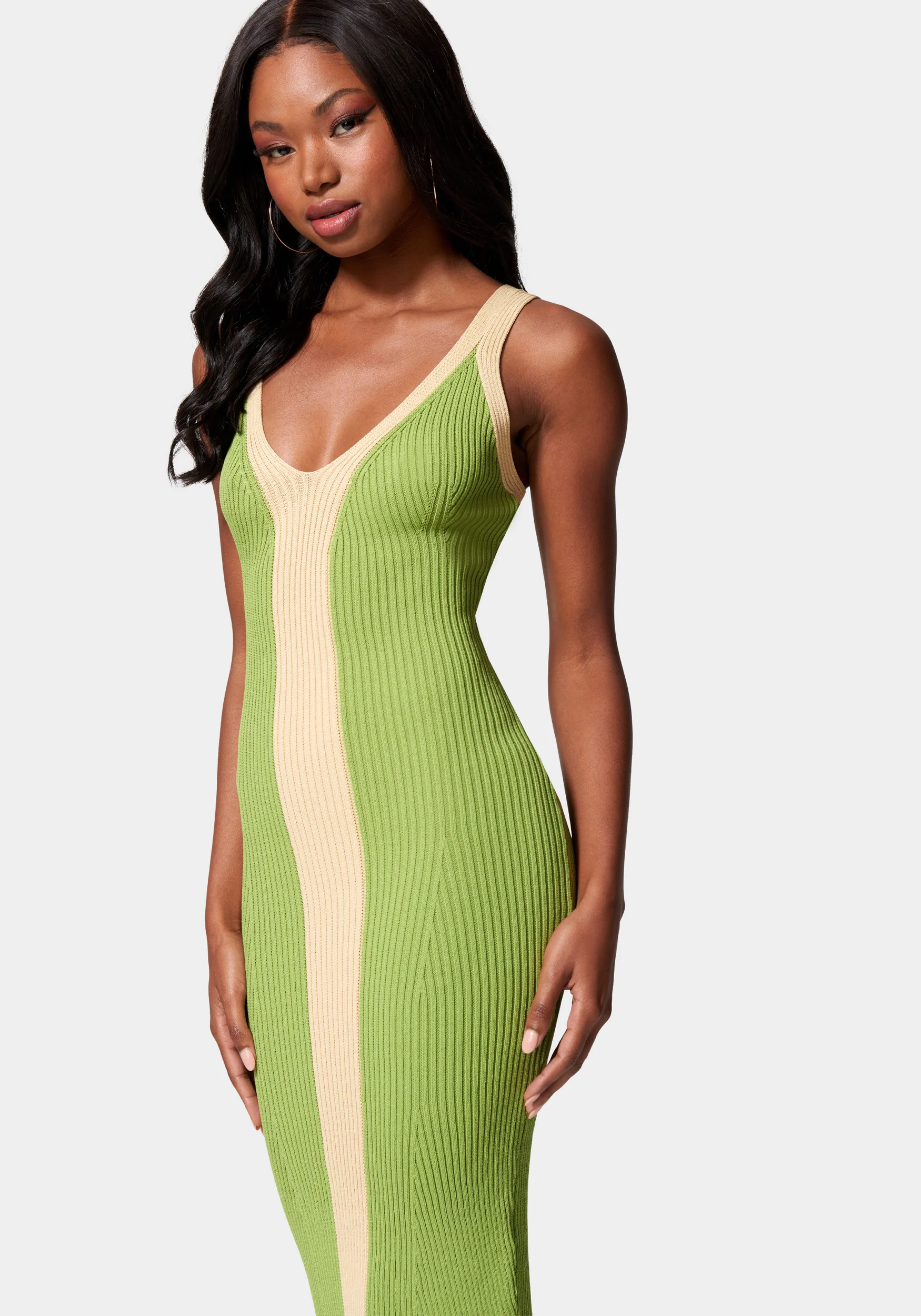 Color Block V-Neck Midi Dress - Image 2