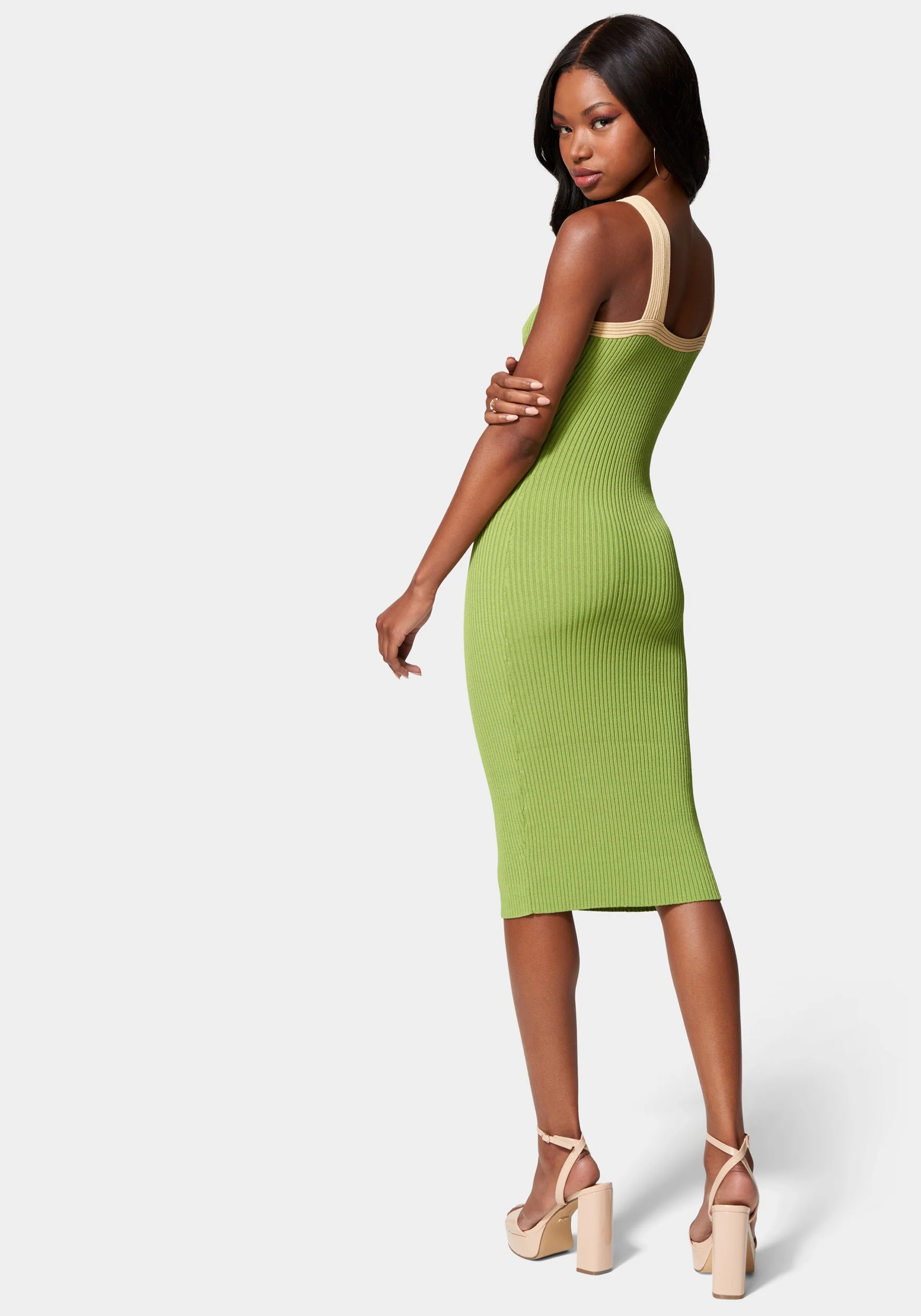 Color Block V-Neck Midi Dress - Image 3