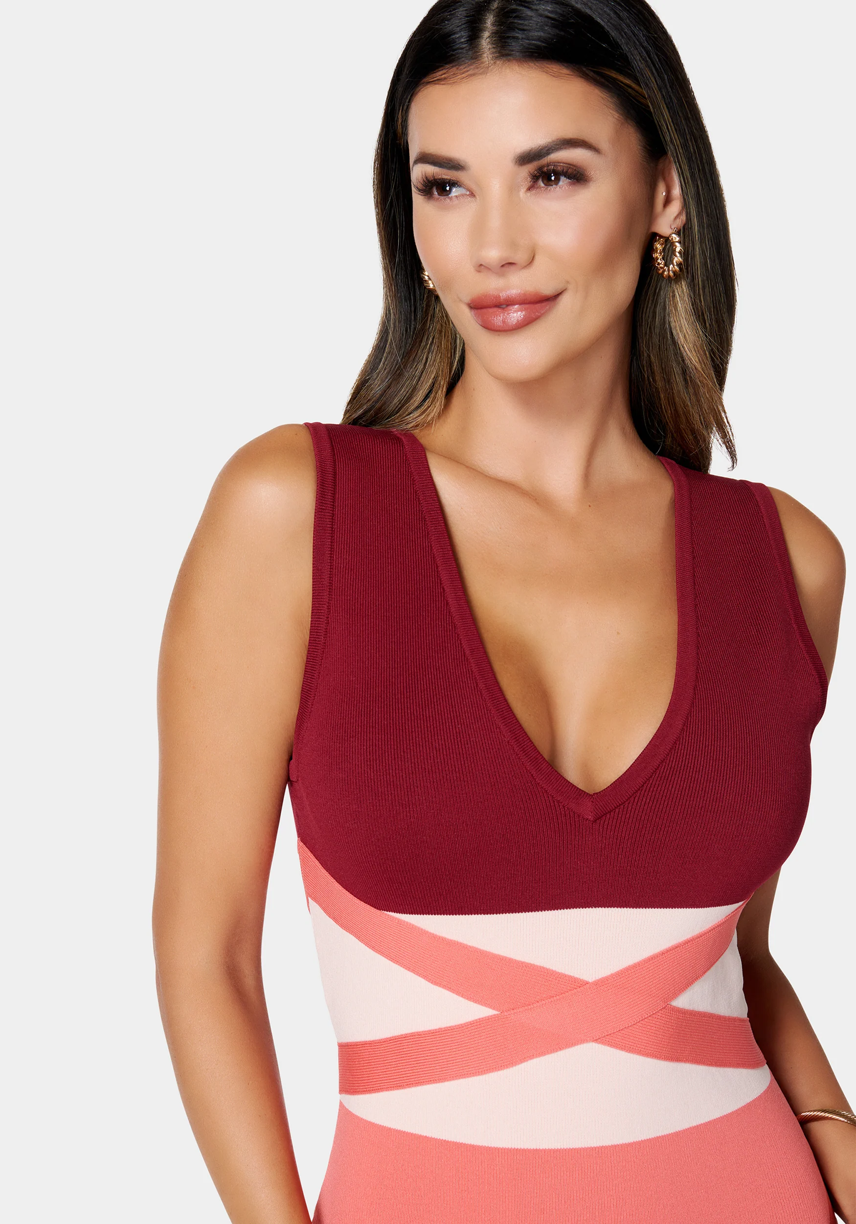 Color Blocked Bandage Midi Dress - Image 4
