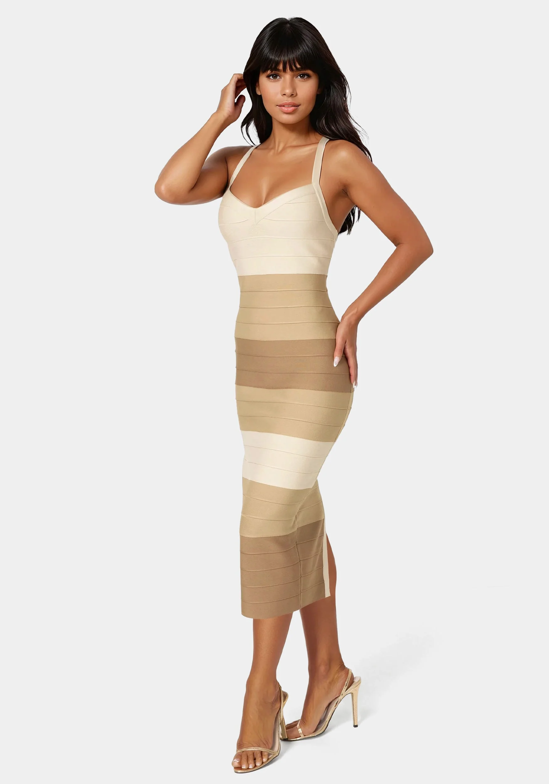 ColorBlock Bandage Midi Dress - Image 2