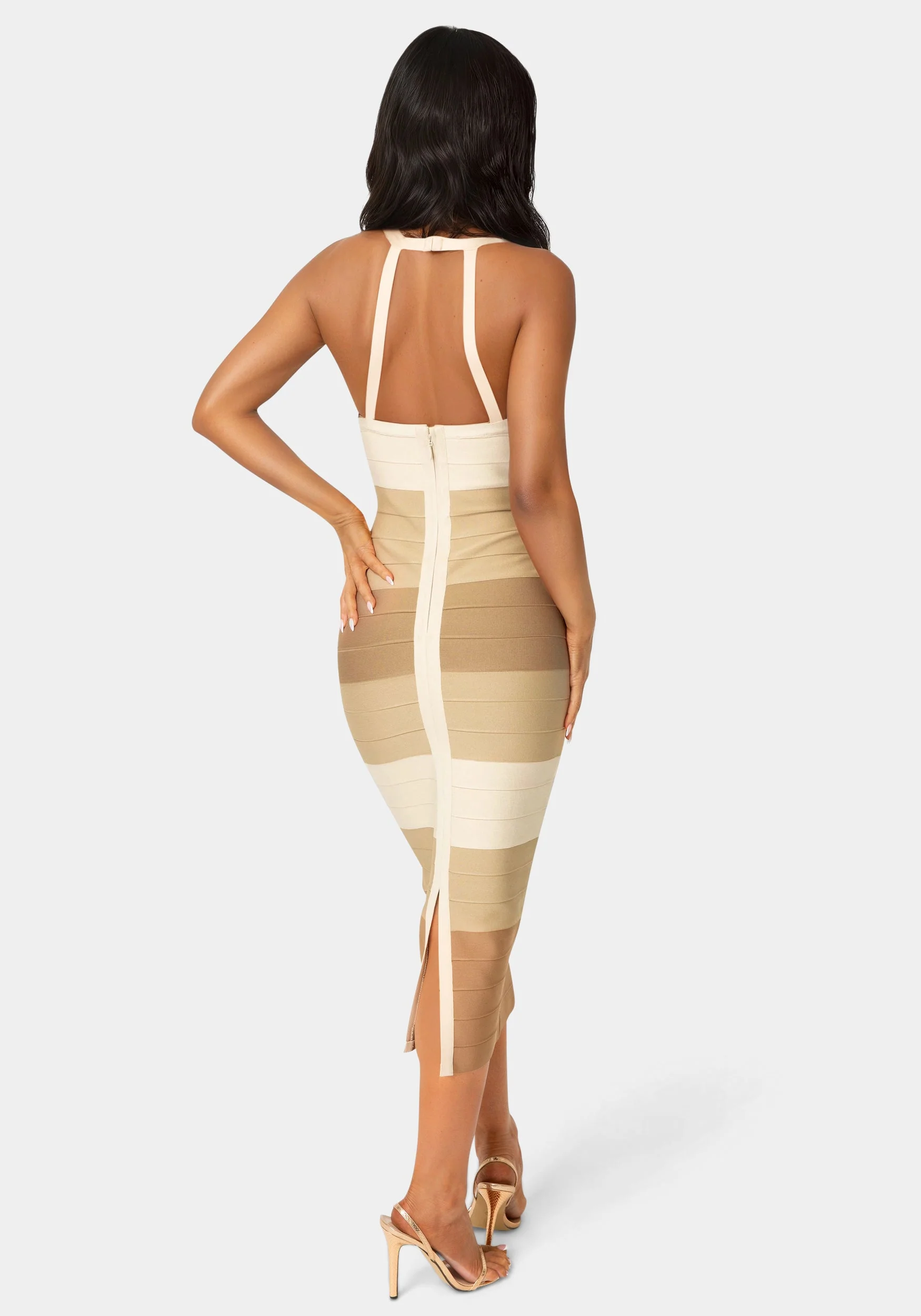 ColorBlock Bandage Midi Dress - Image 3