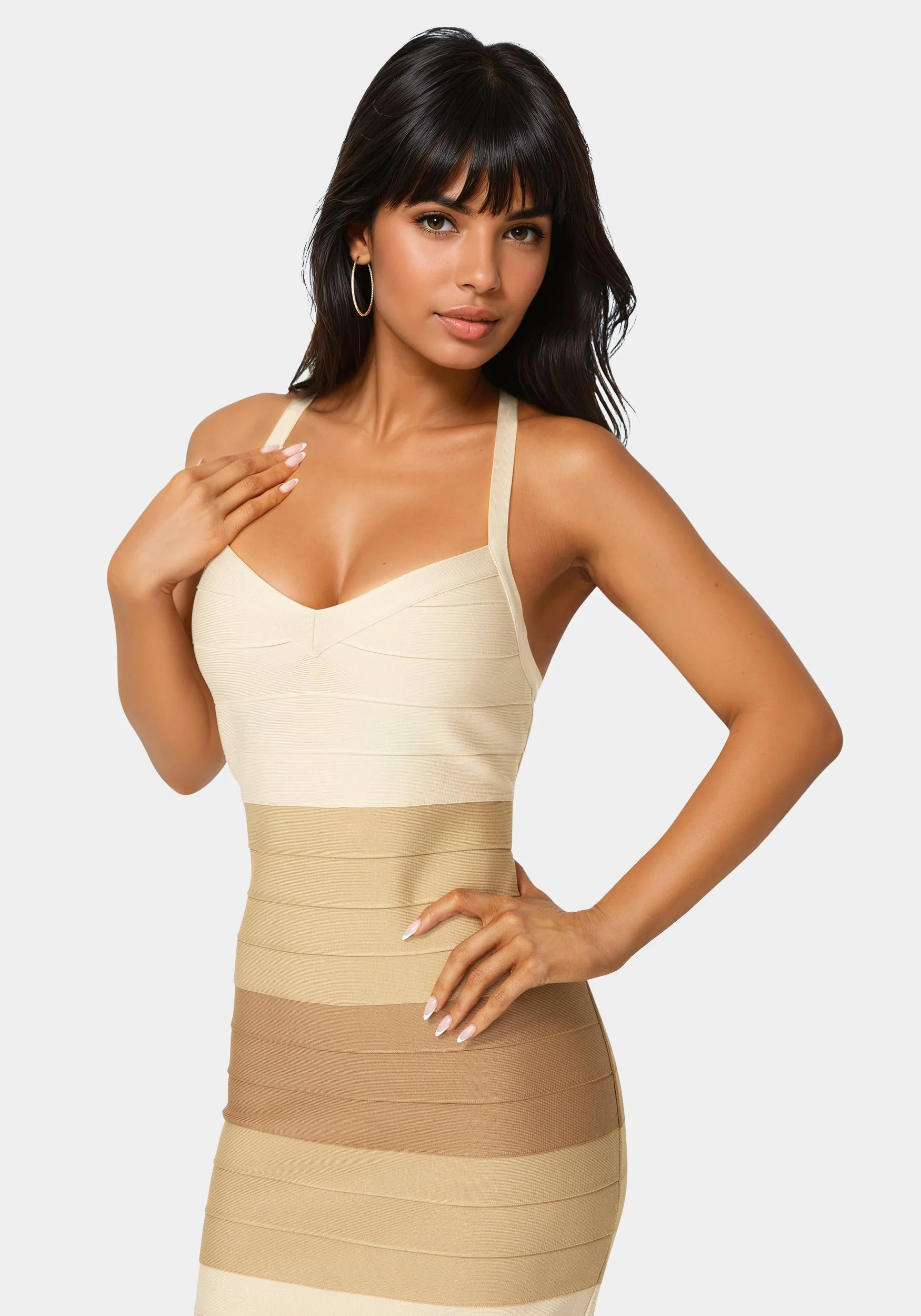 ColorBlock Bandage Midi Dress - Image 4