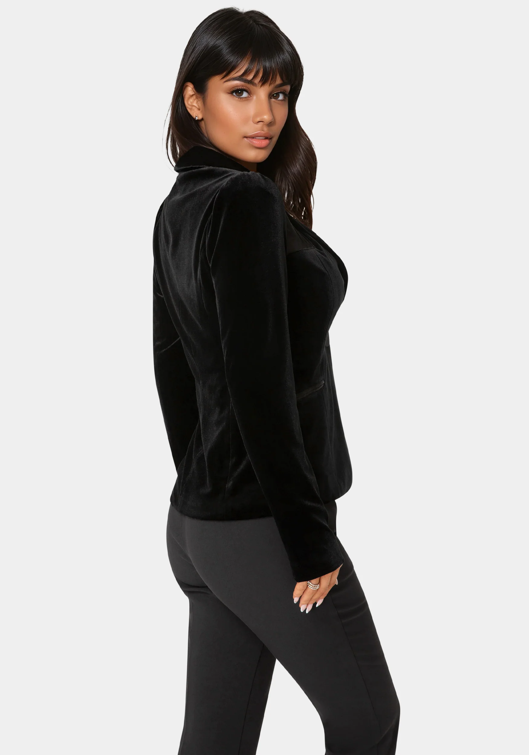 Corset Illusion Velour & Organza Tailored Blazer - Image 3