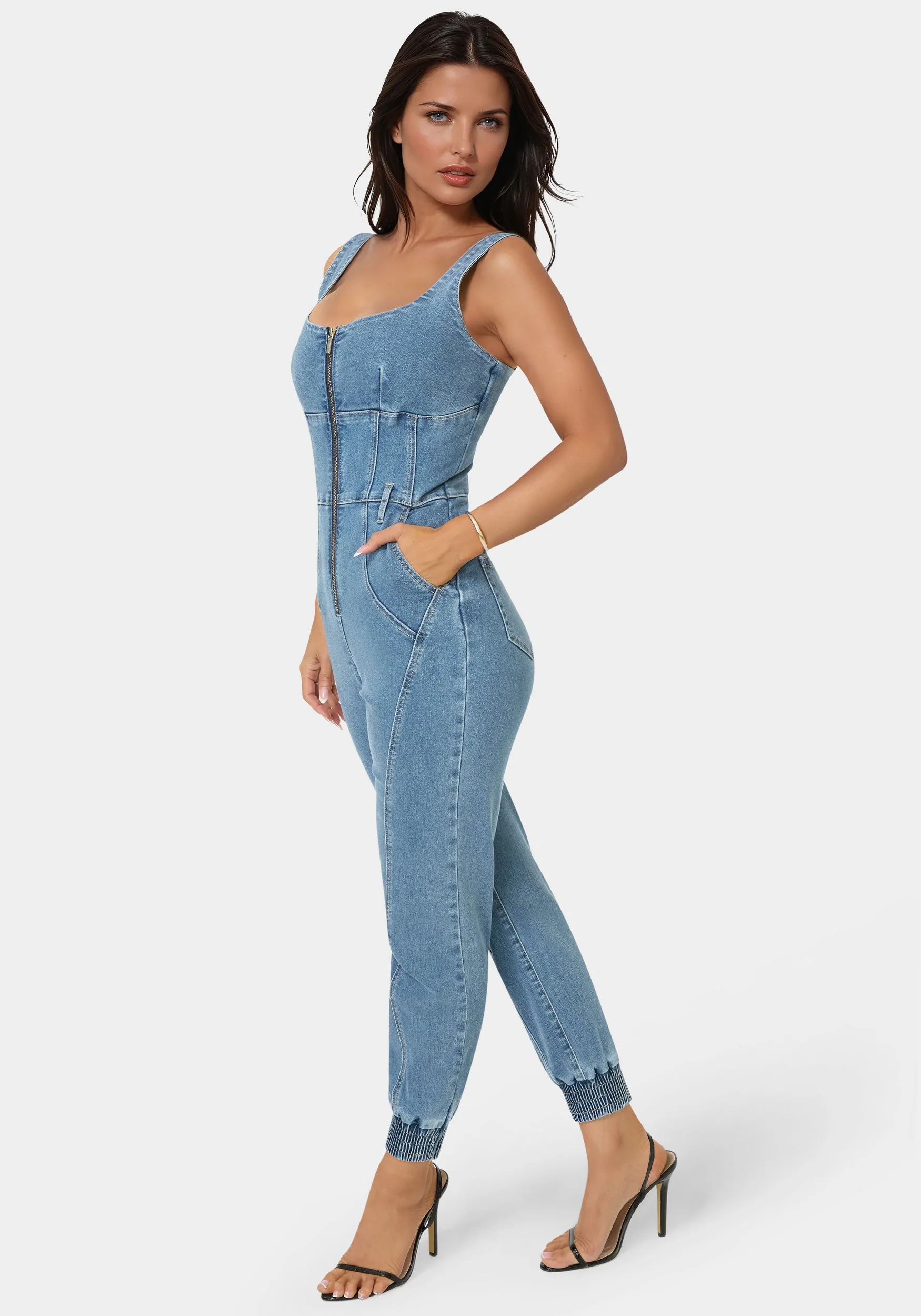 Corset Jogger Denim Jumpsuit - Image 2