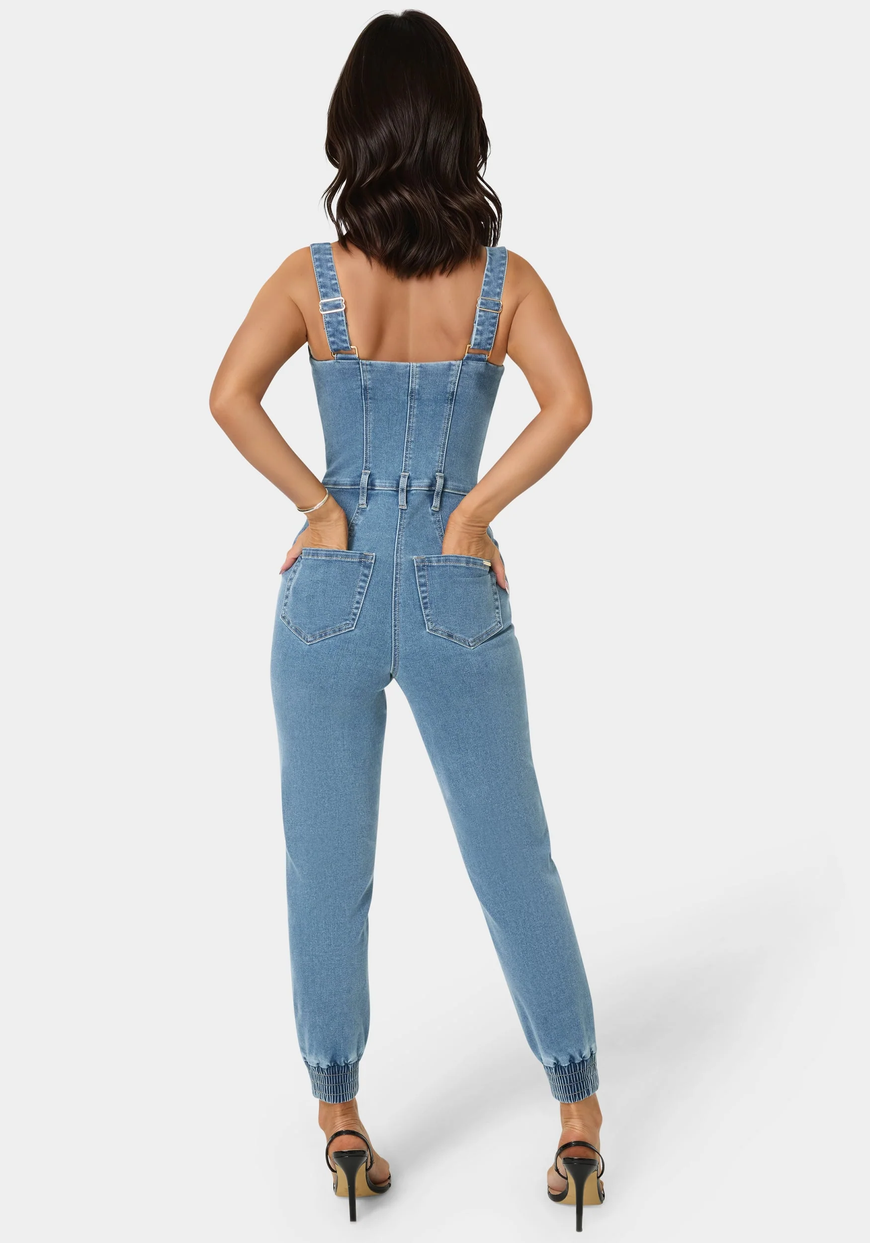 Corset Jogger Denim Jumpsuit - Image 3