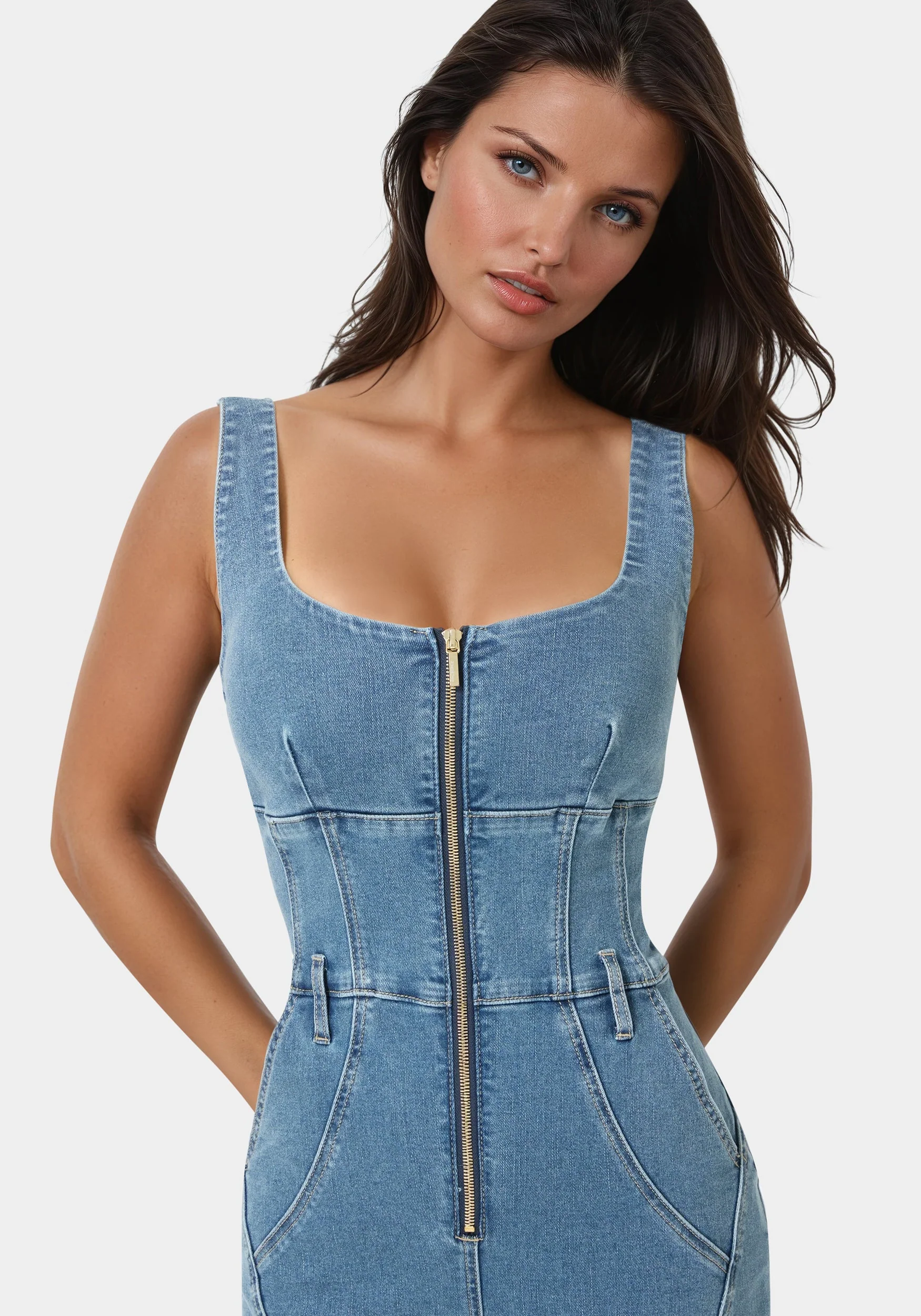Corset Jogger Denim Jumpsuit - Image 4