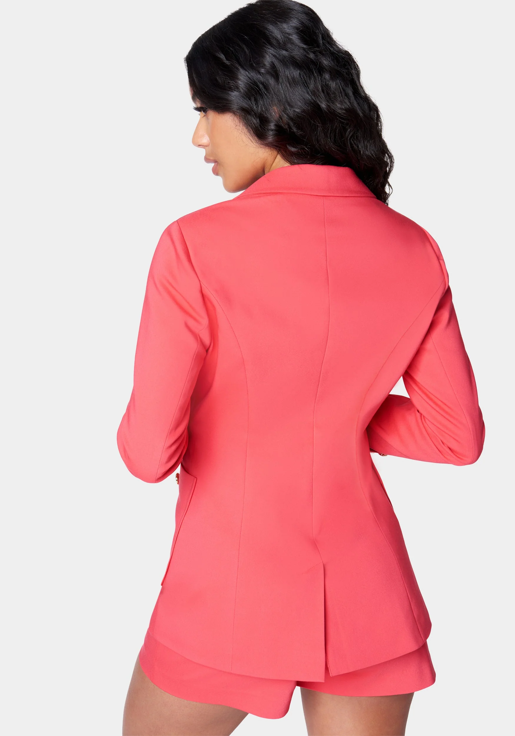 Cotton Sateen Patch Pockets Detail Blazer - Image 3