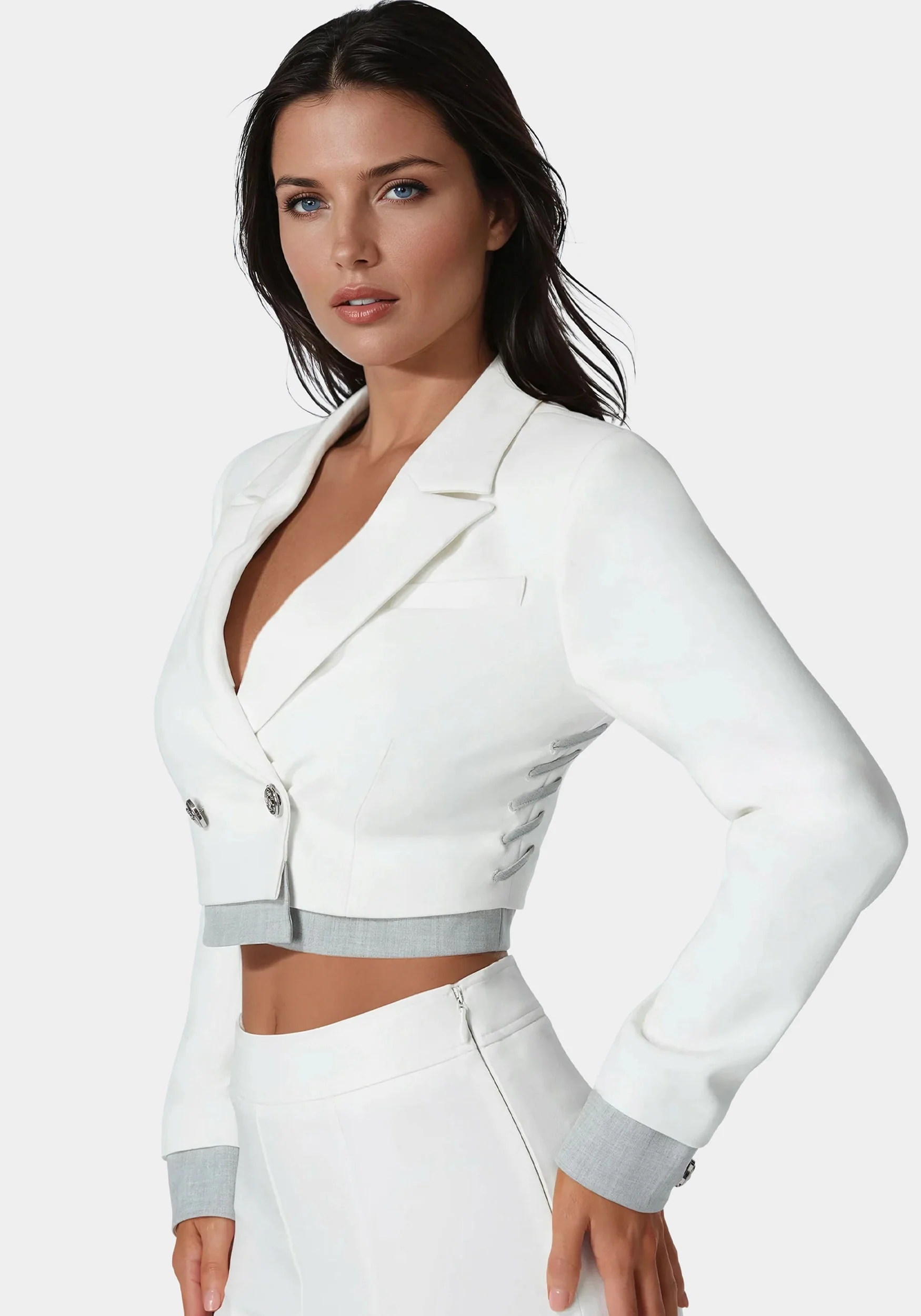 Cropped Eyelet Blazer - Image 4