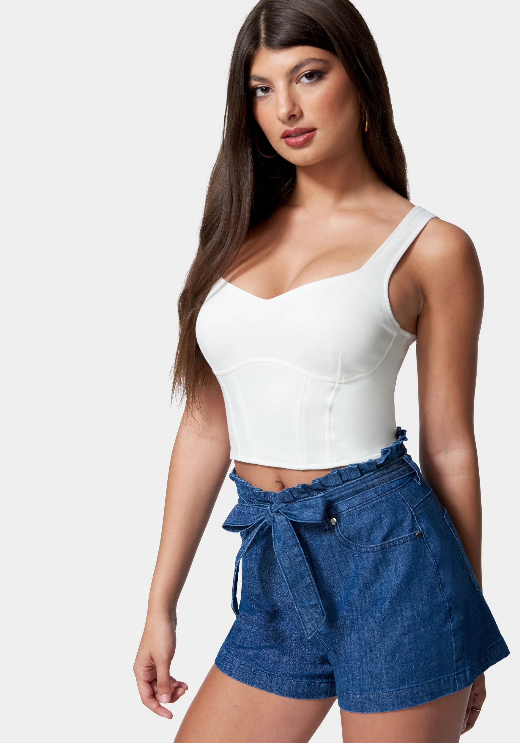 Cropped Scuba Corset Top - Image 2