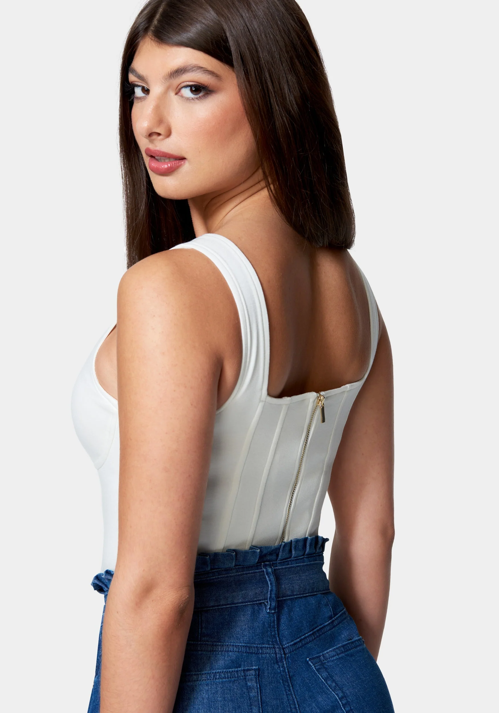 Cropped Scuba Corset Top - Image 3