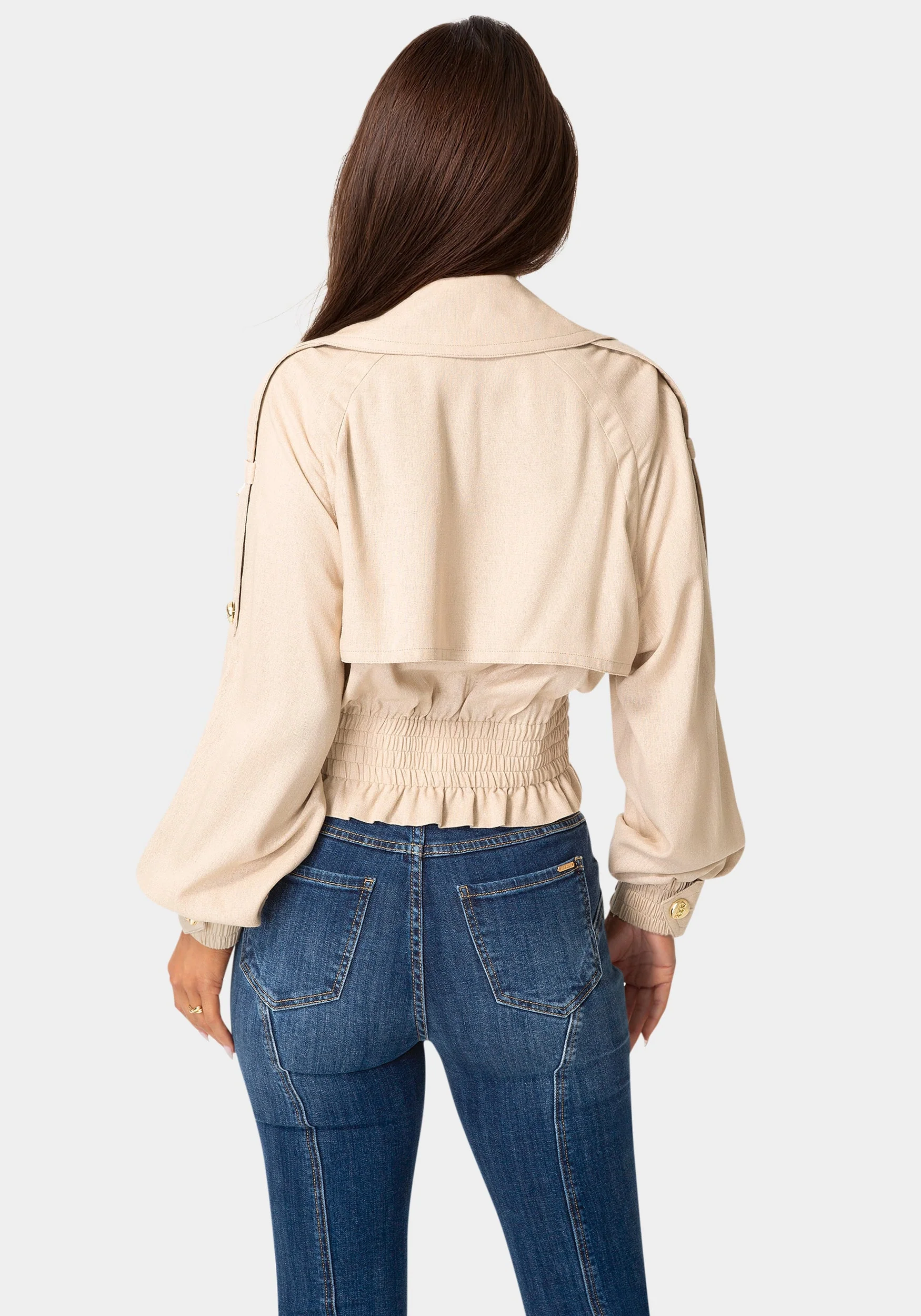 Cropped Trench Jacket - Image 3