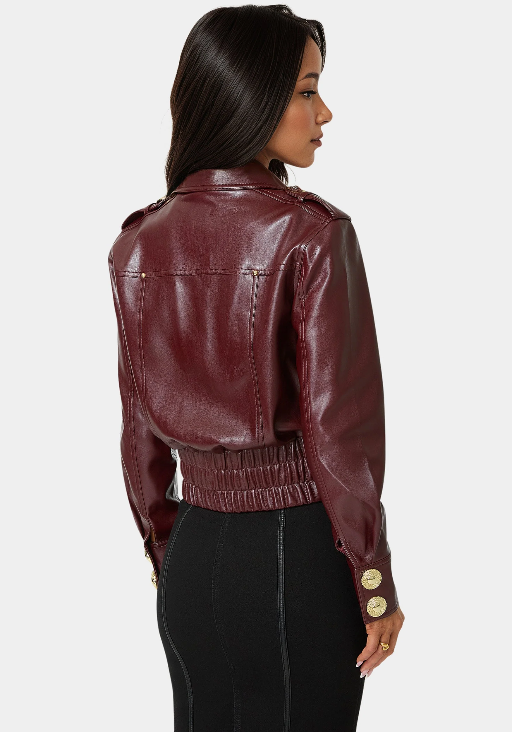 Cropped Vegan Leather Jacket - Image 2