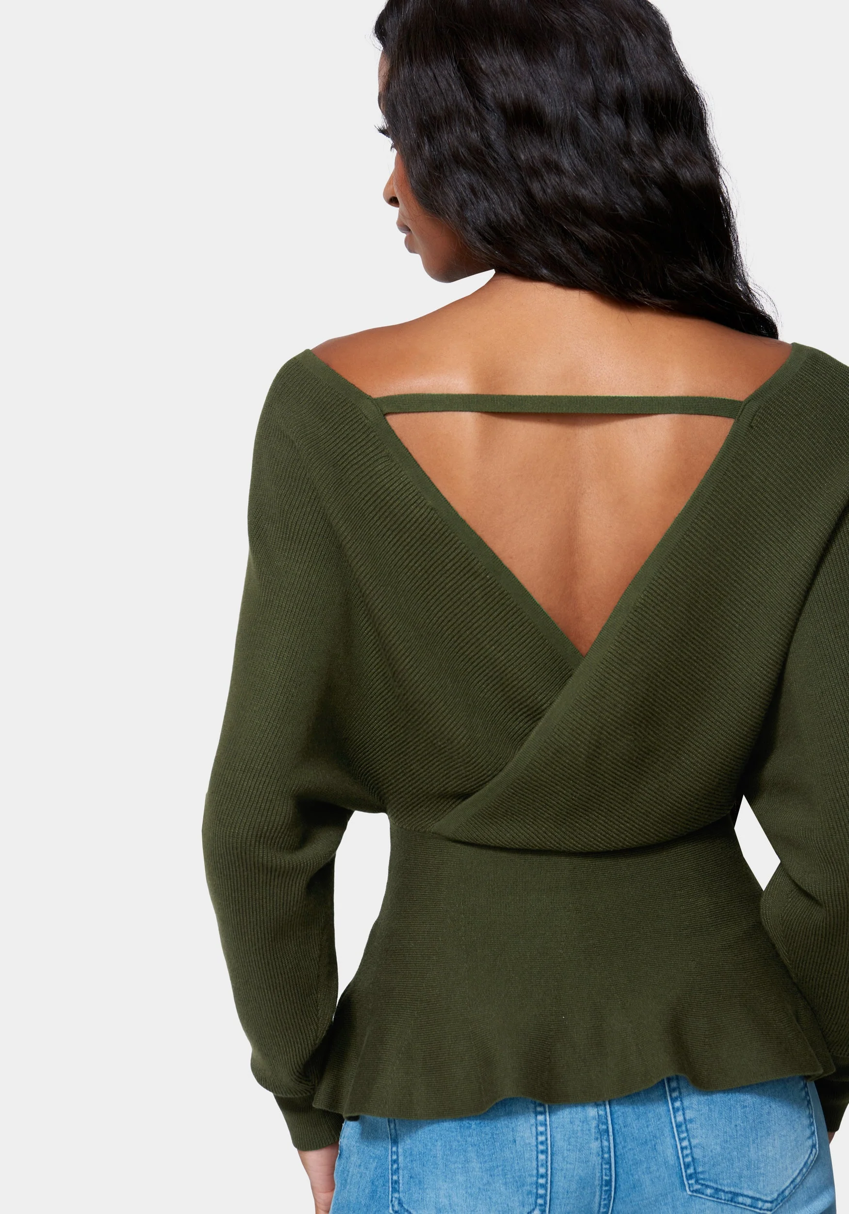 Cross Front Peplum Sweater - Image 3