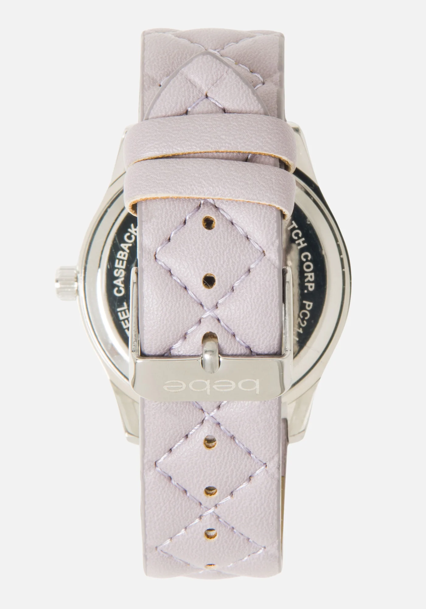 Crystal Bezel Quilted Vegan Leather Strap Watch - Image 2