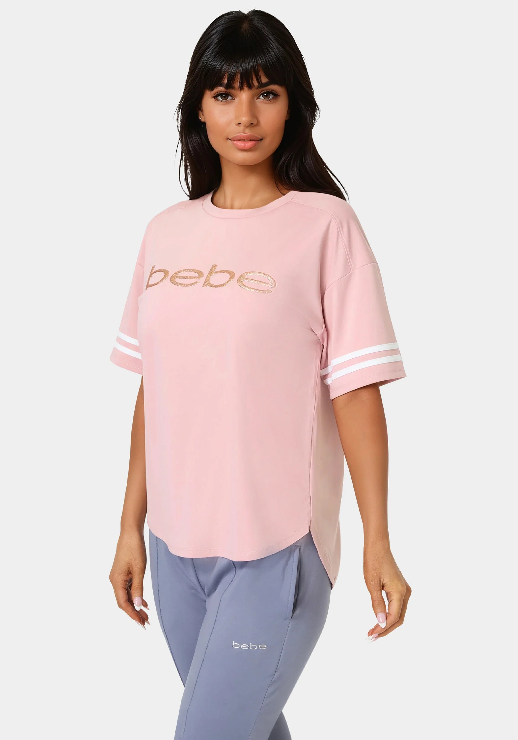 Curved Hem Active Top With Glitter Logo - Image 2