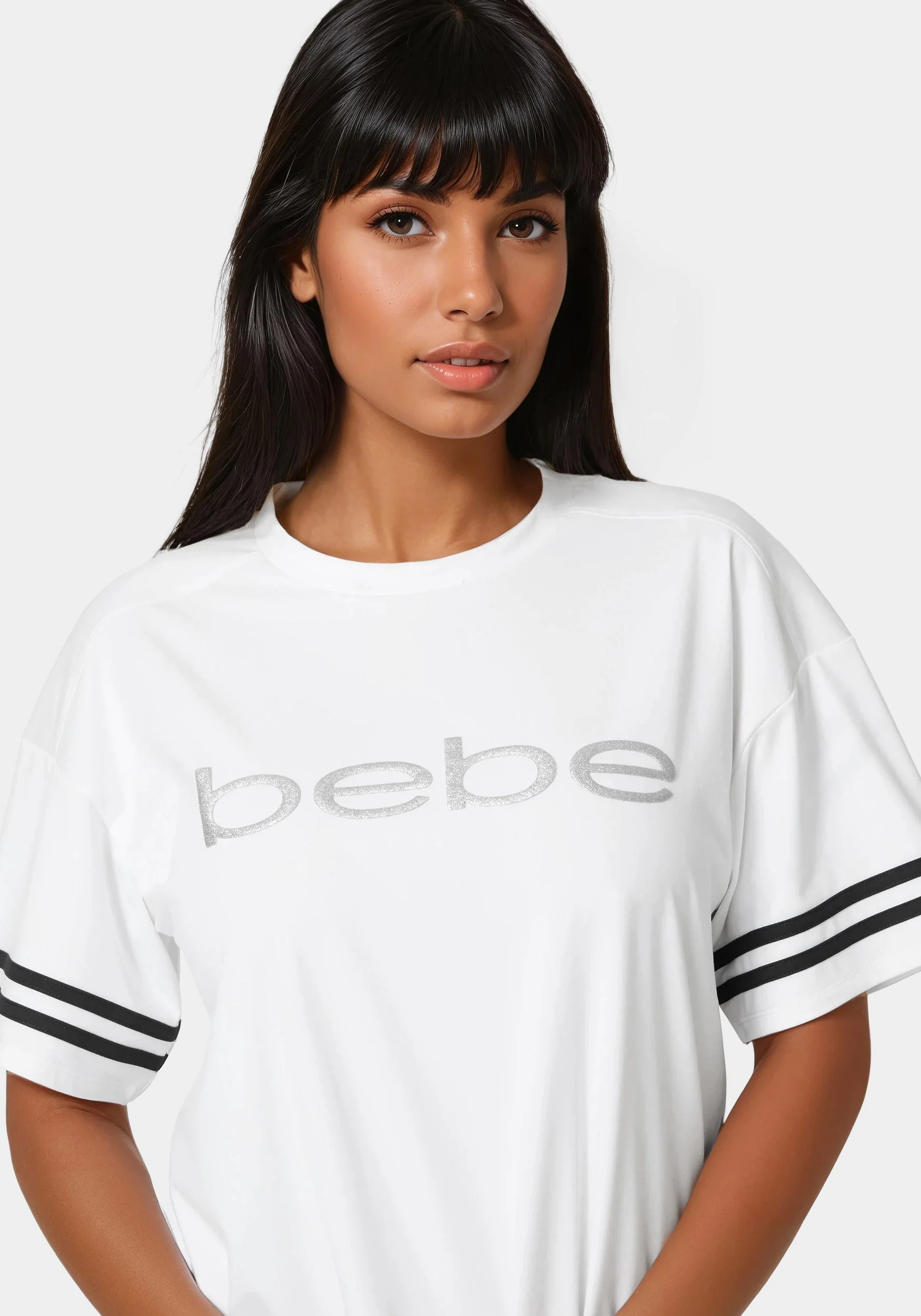 Curved Hem Active Top With Glitter Logo - Image 4