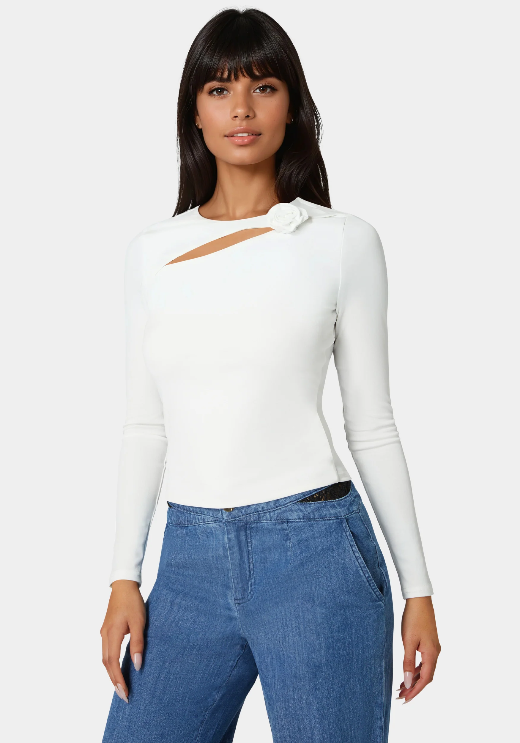 Cut Out Flower Long Sleeve Top - Image 3