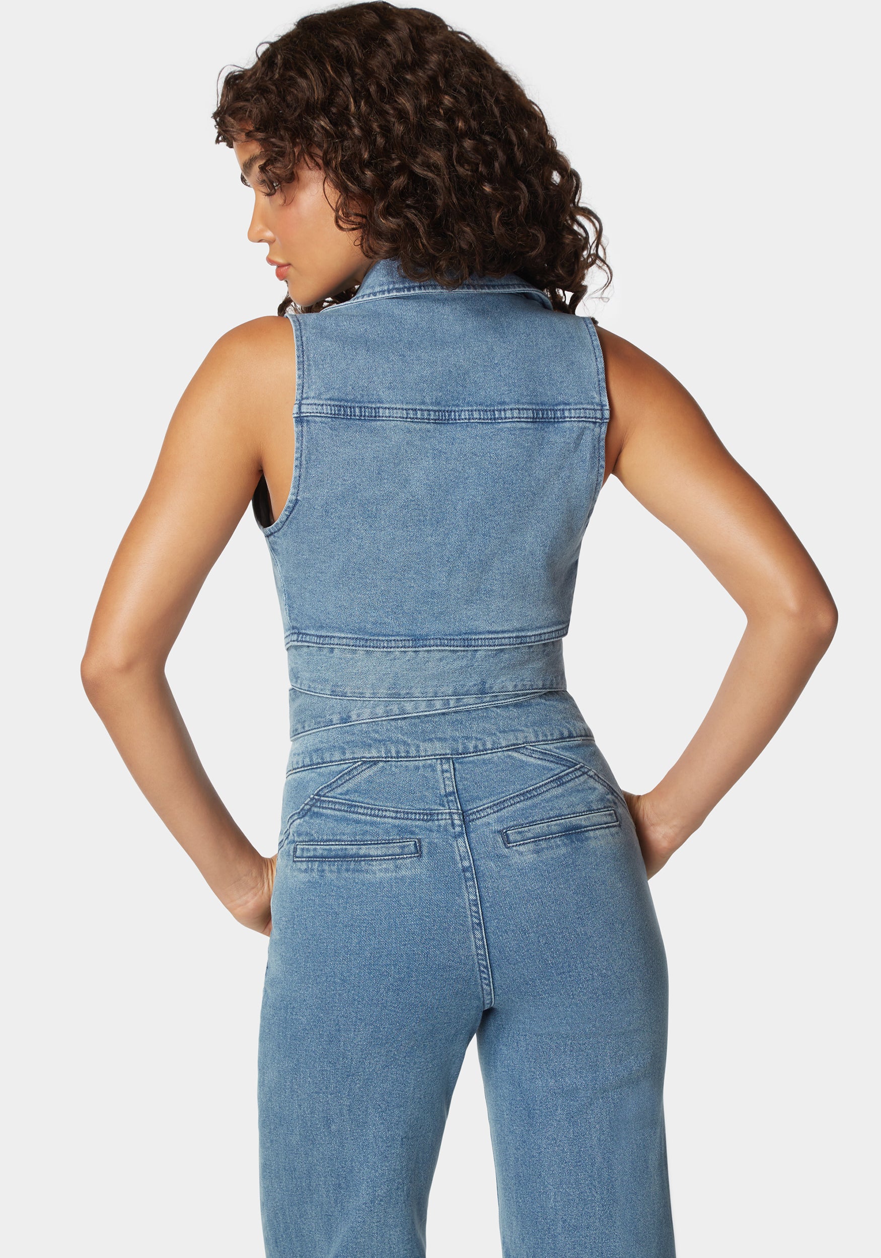 D Ring Belt Denim Wrap Top - Image 3