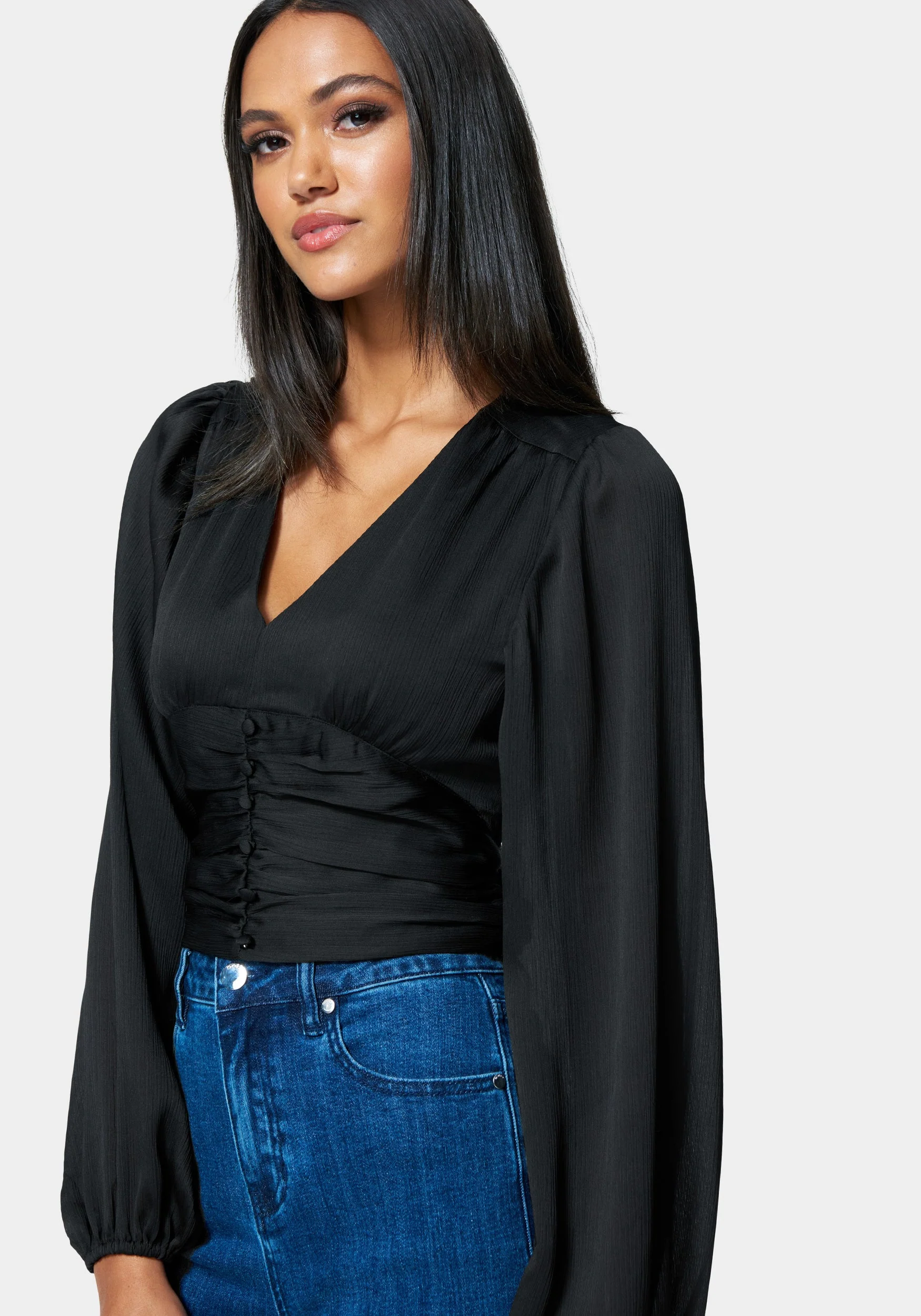 Deep V Front Button Top - Image 2