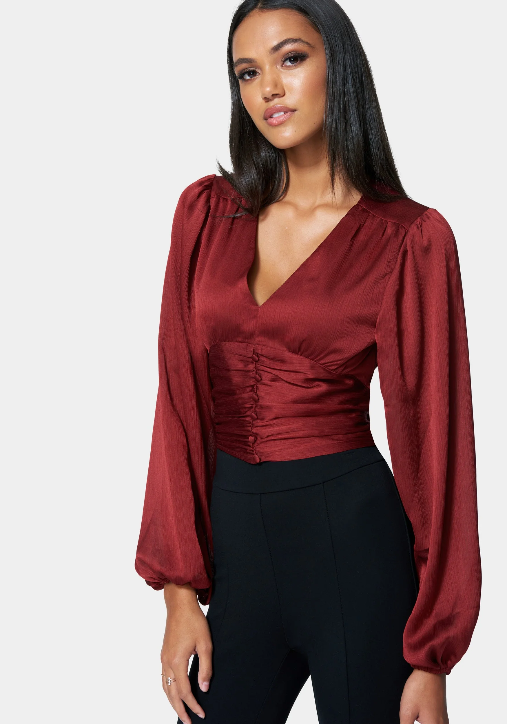 Deep V Front Button Top - Image 2