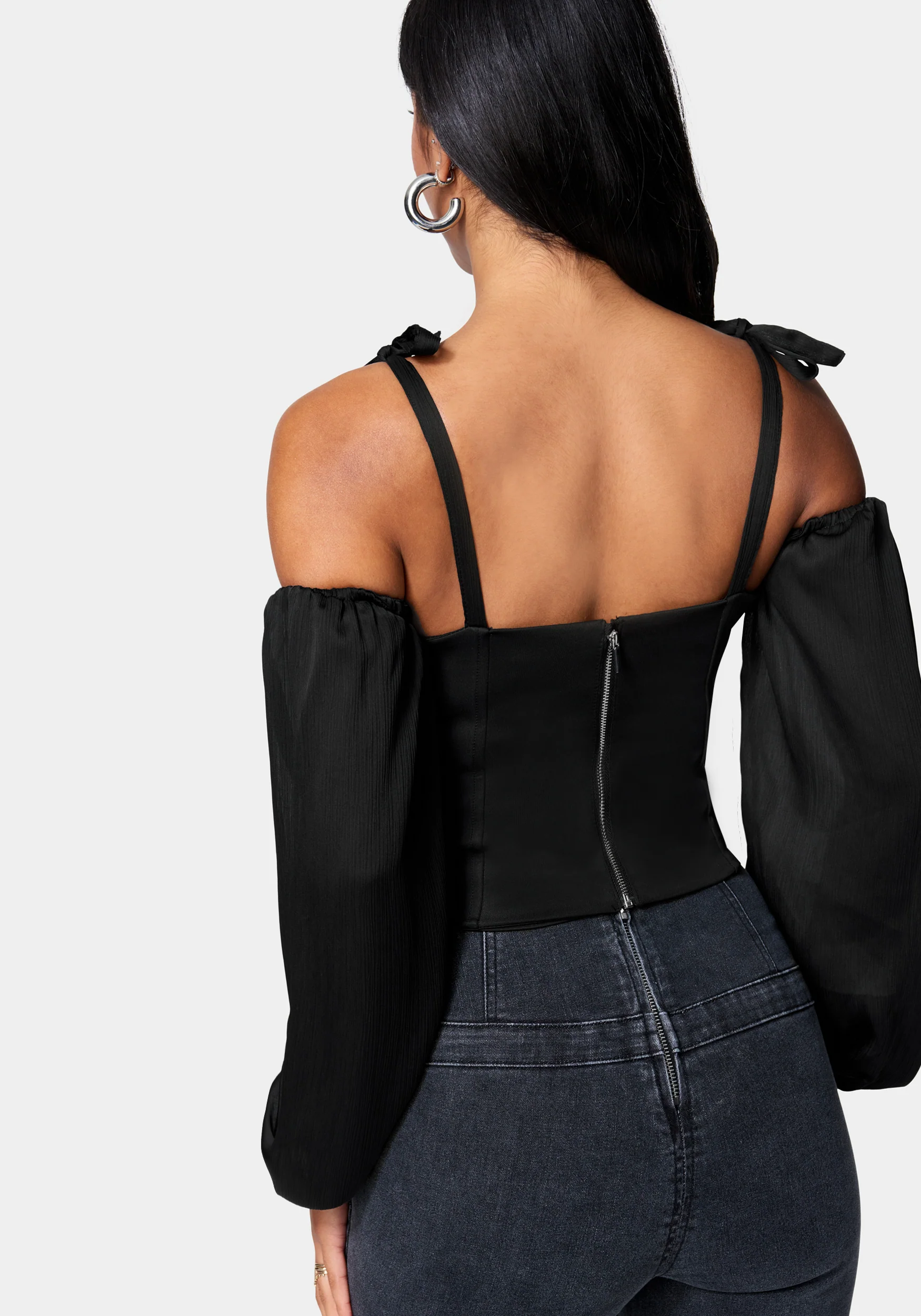 Detachable Sleeve Bustier Top - Image 3