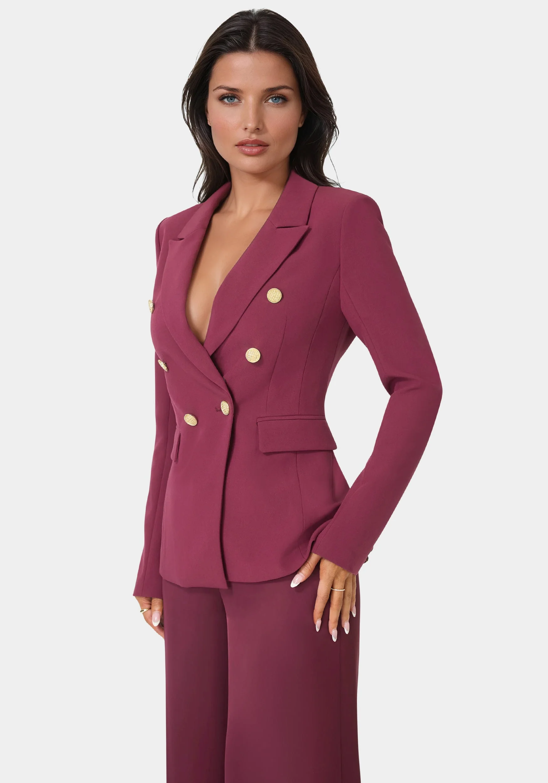 Double Breast Tailored Woven Twill Blazer - Image 2