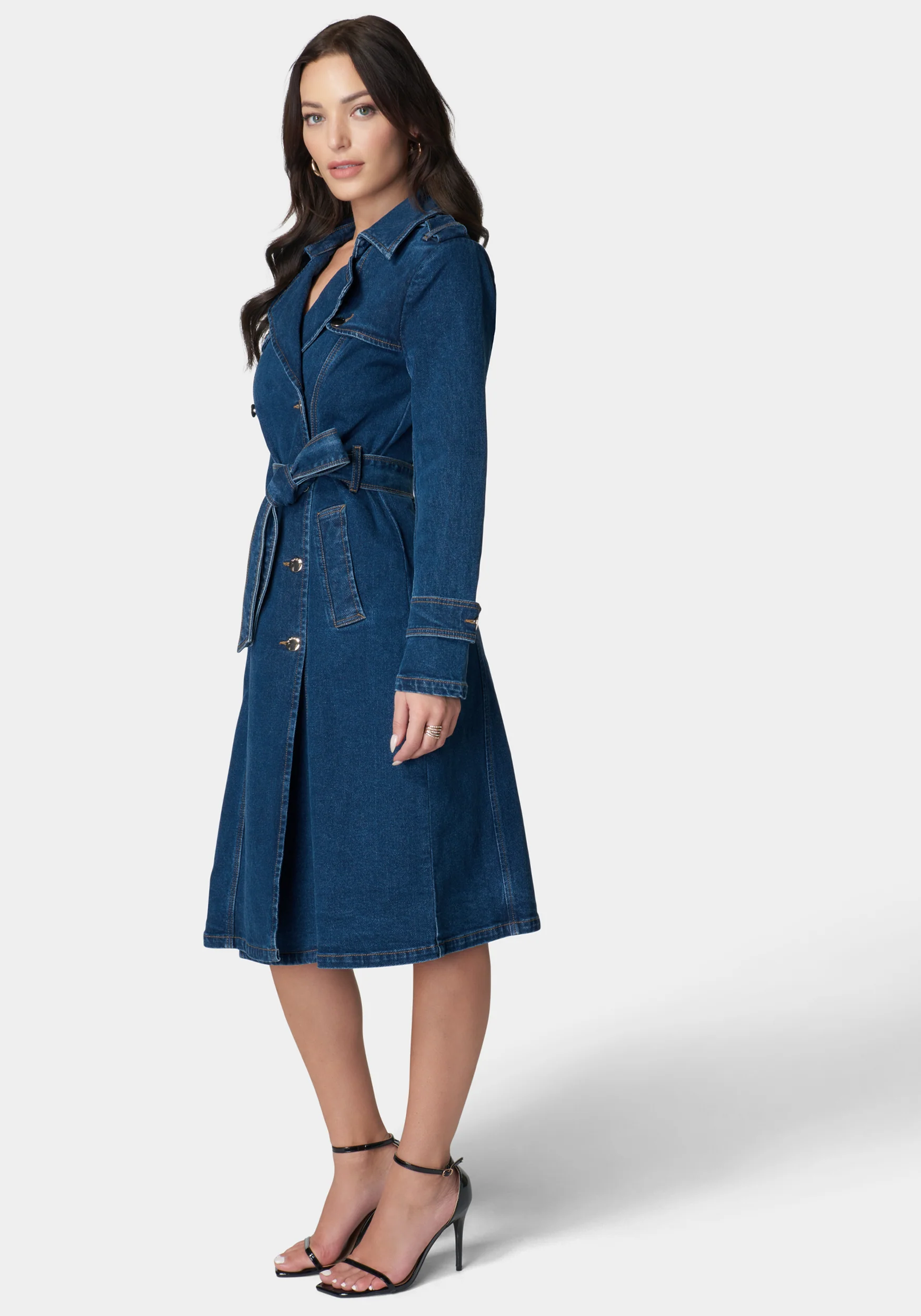Double Breasted Denim Trench Coat - Image 2