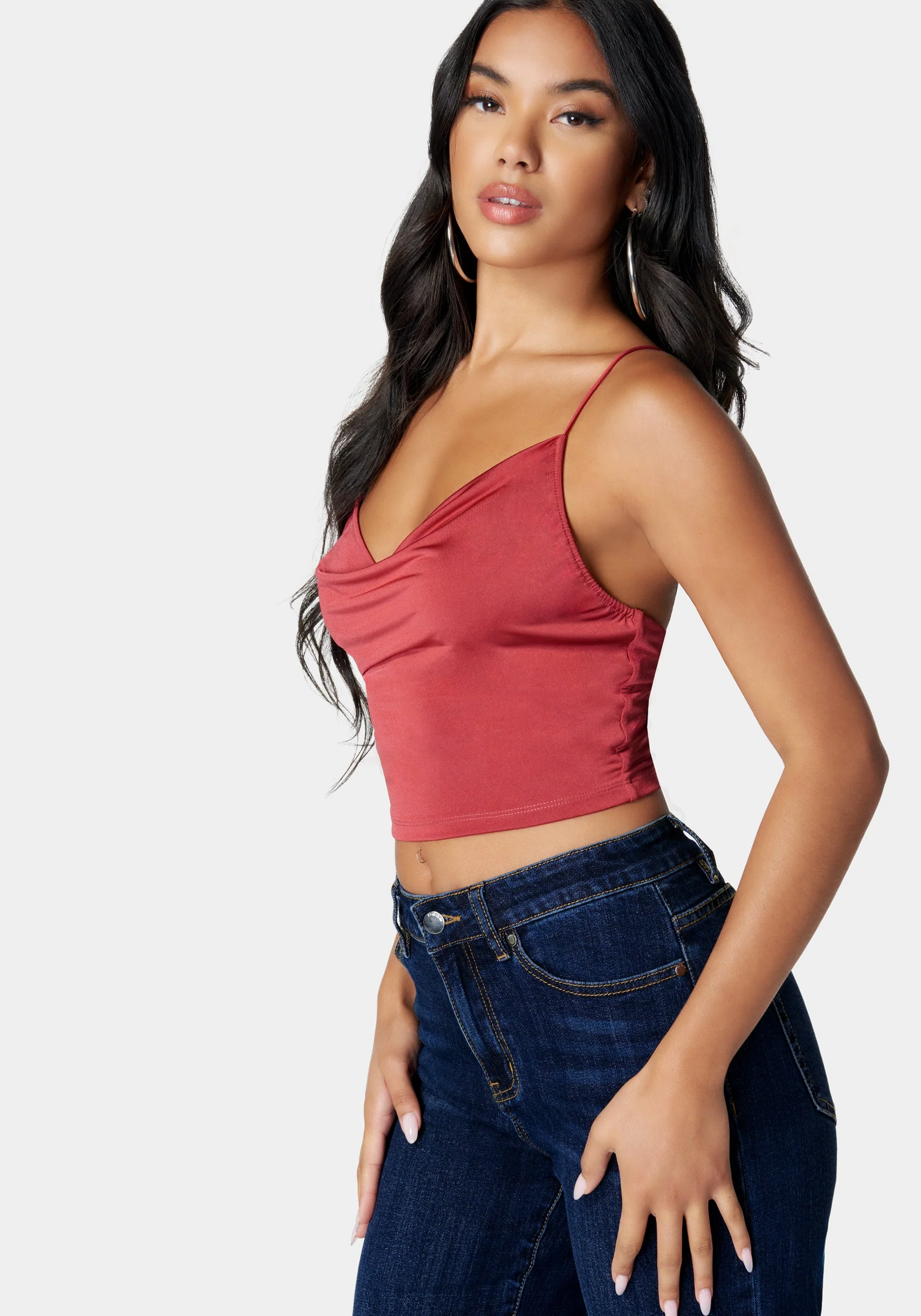 Drape Neck Criss Cross Back Top - Image 2