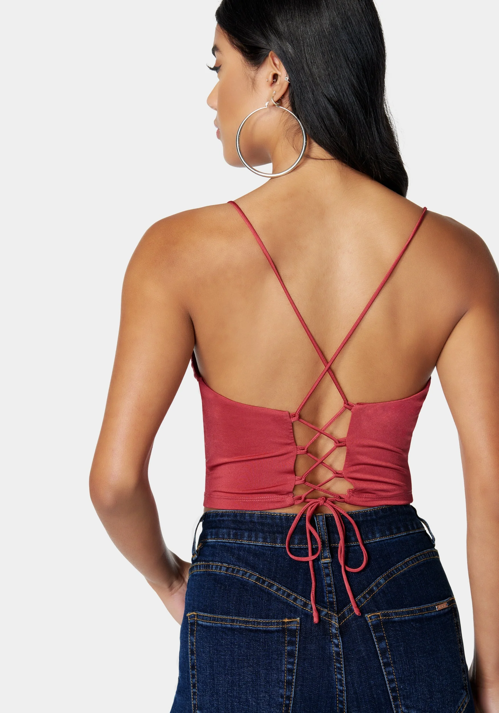 Drape Neck Criss Cross Back Top - Image 3