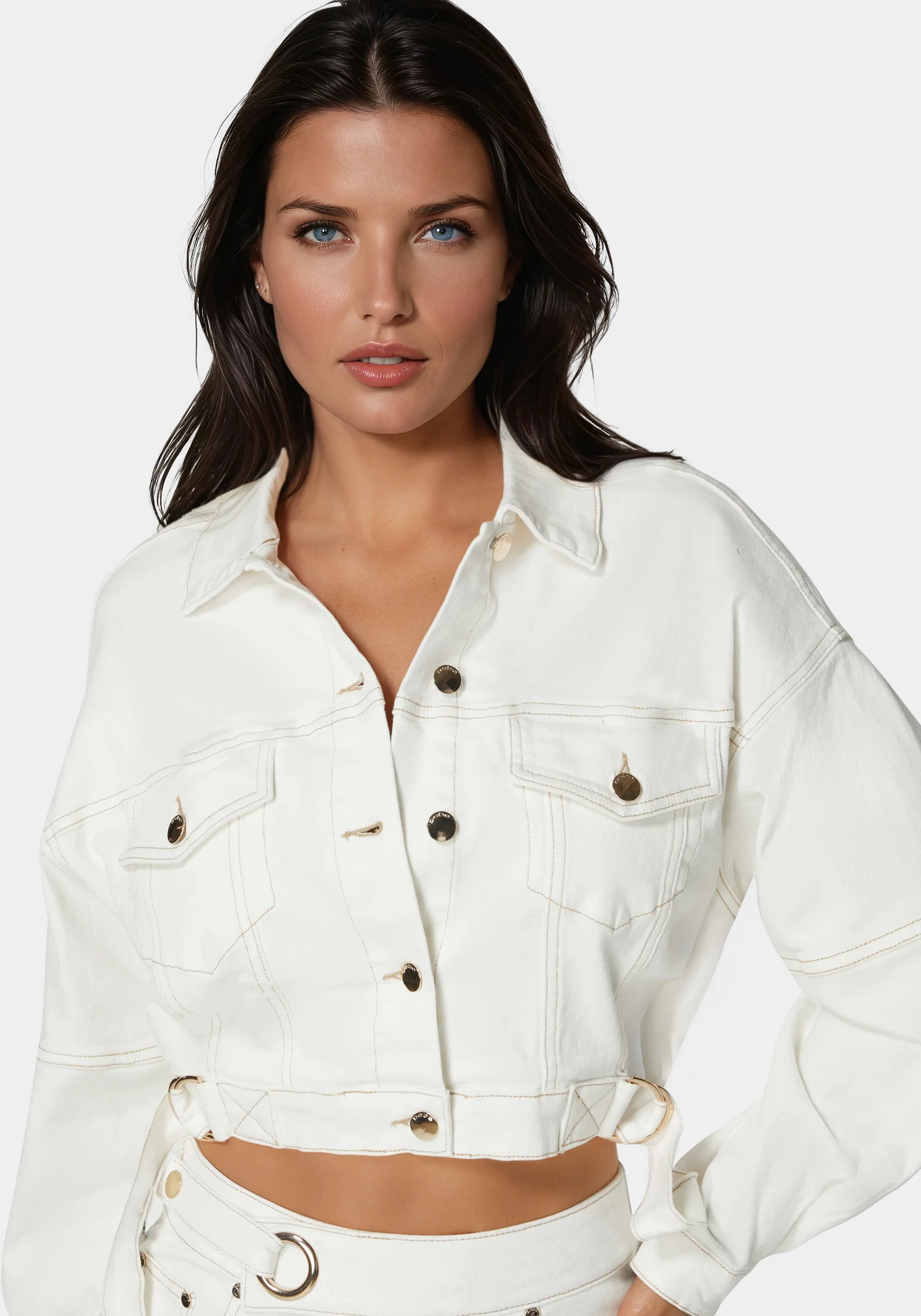 Dropped Shoulder D Ring Detail Oversized Denim Jacket - Image 3