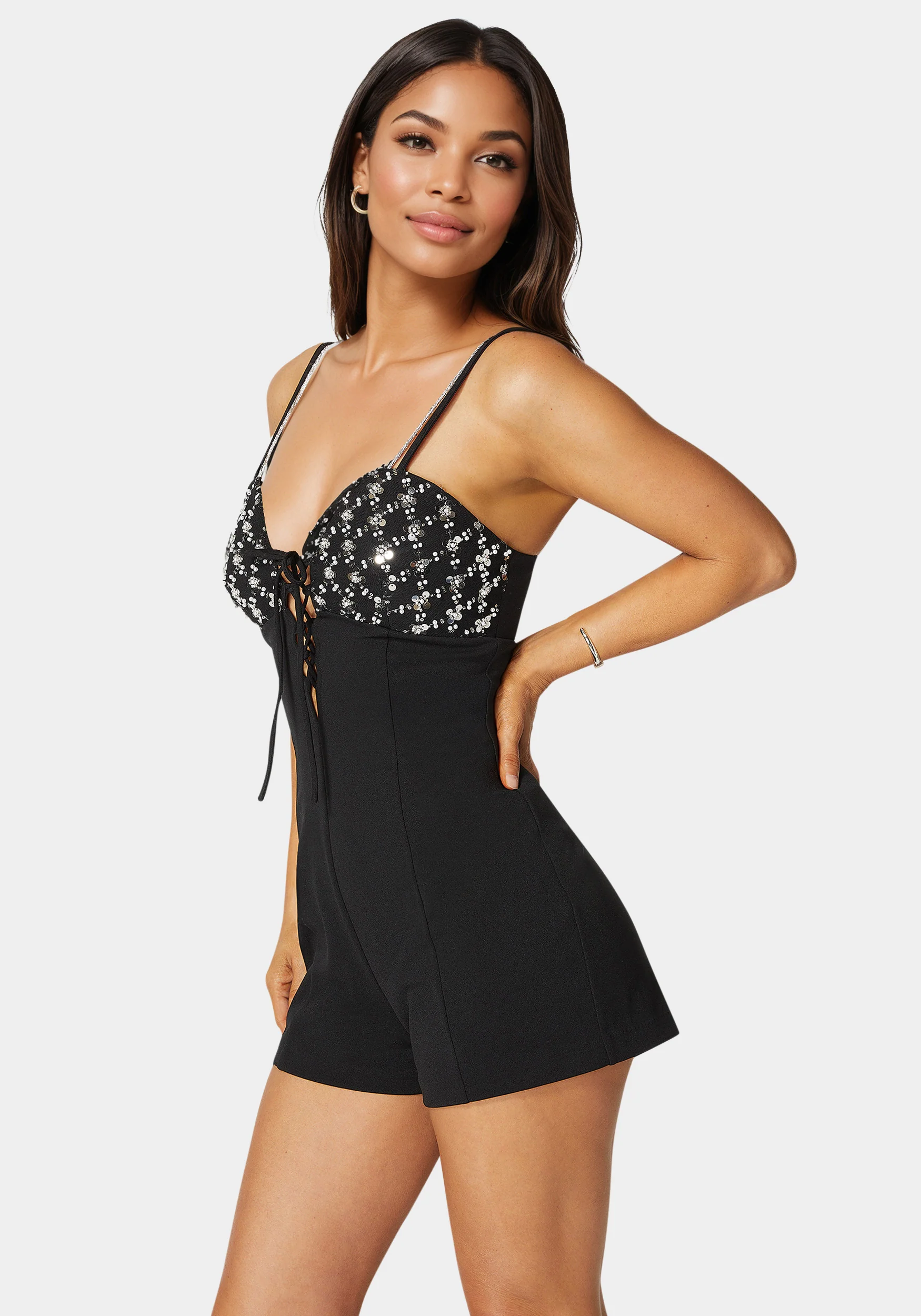 Embellished Detail Knit Romper - Image 3
