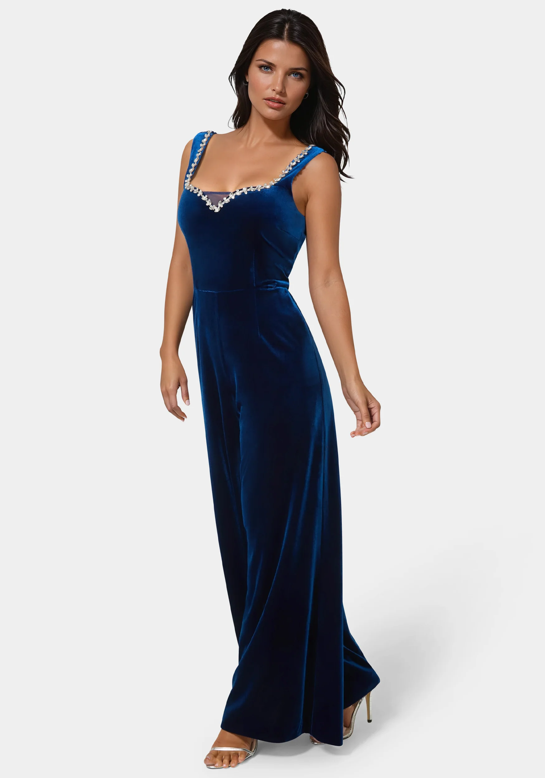 Embellished Neckline Ultra Wide Leg Jumpsuit - Image 4