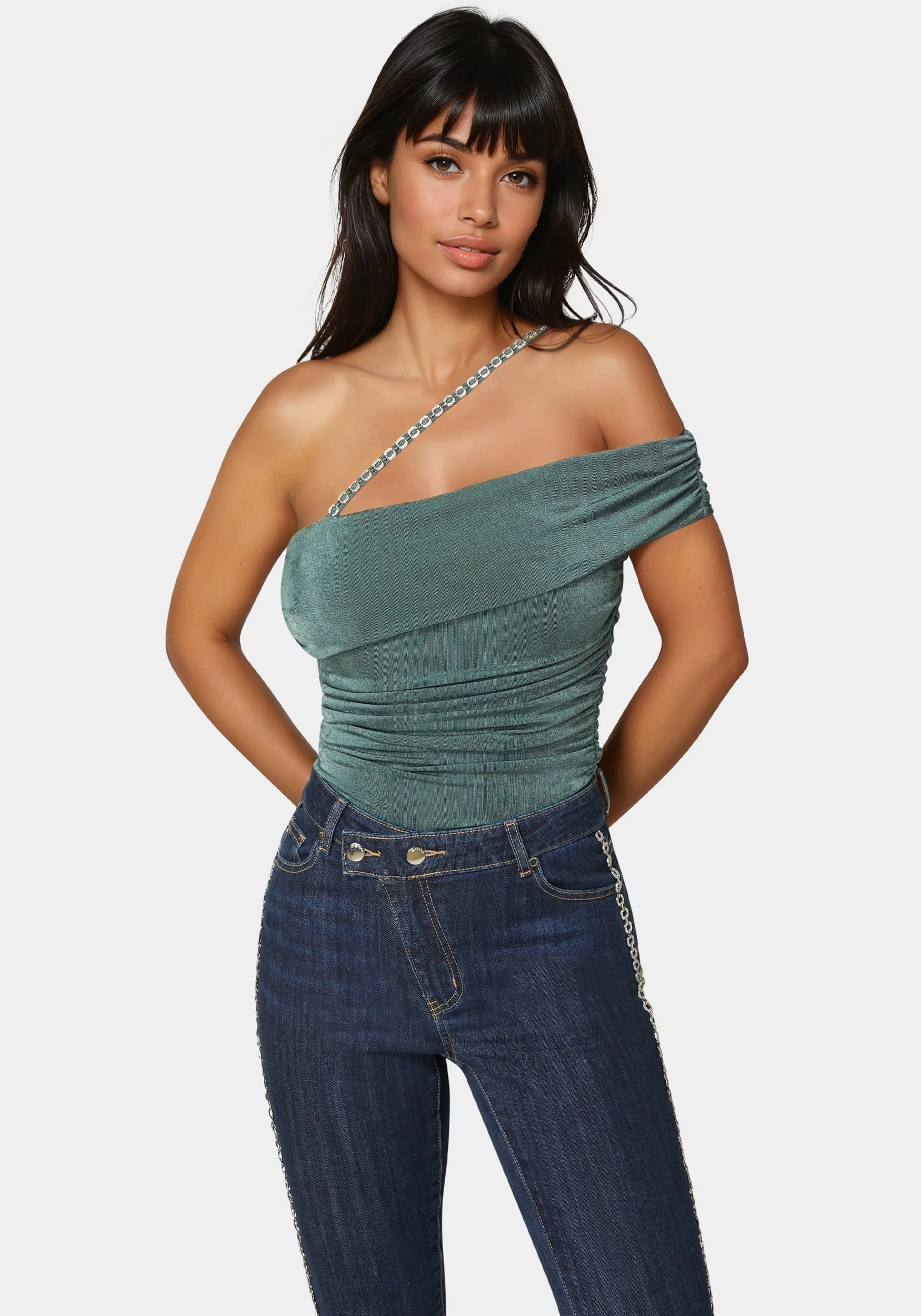 Embellished One Shoulder Knit Top - Image 3