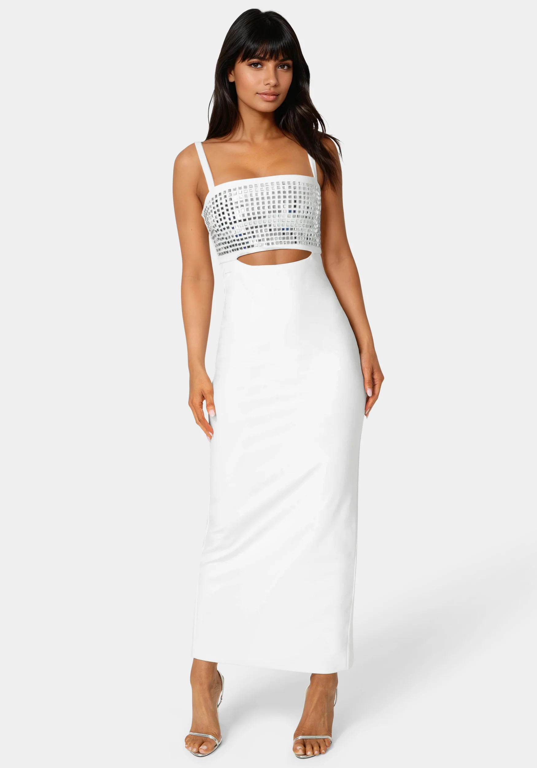 Embellished Strapless Column Maxi Dress