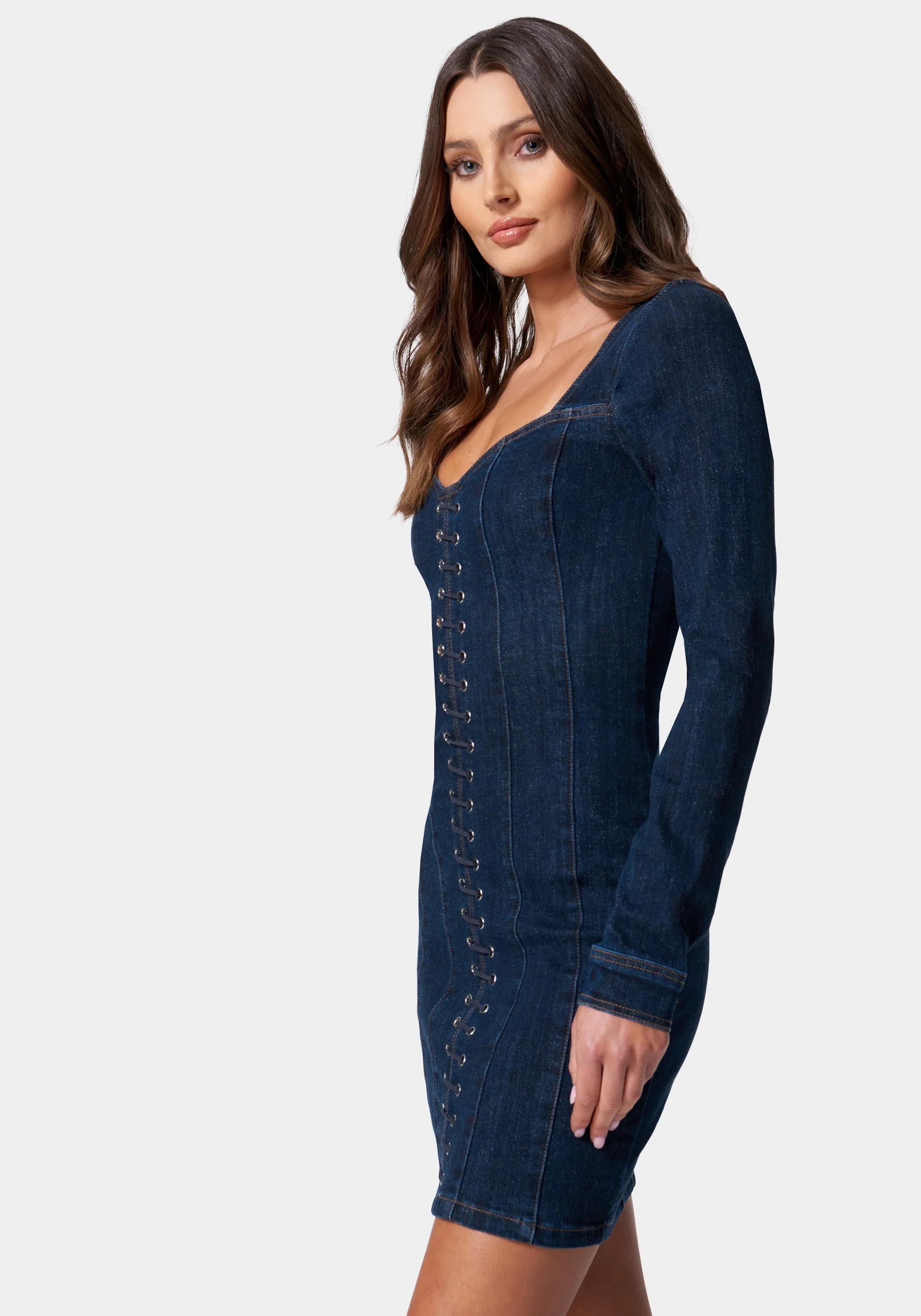 Eyelet Detail Denim Dress - Image 2