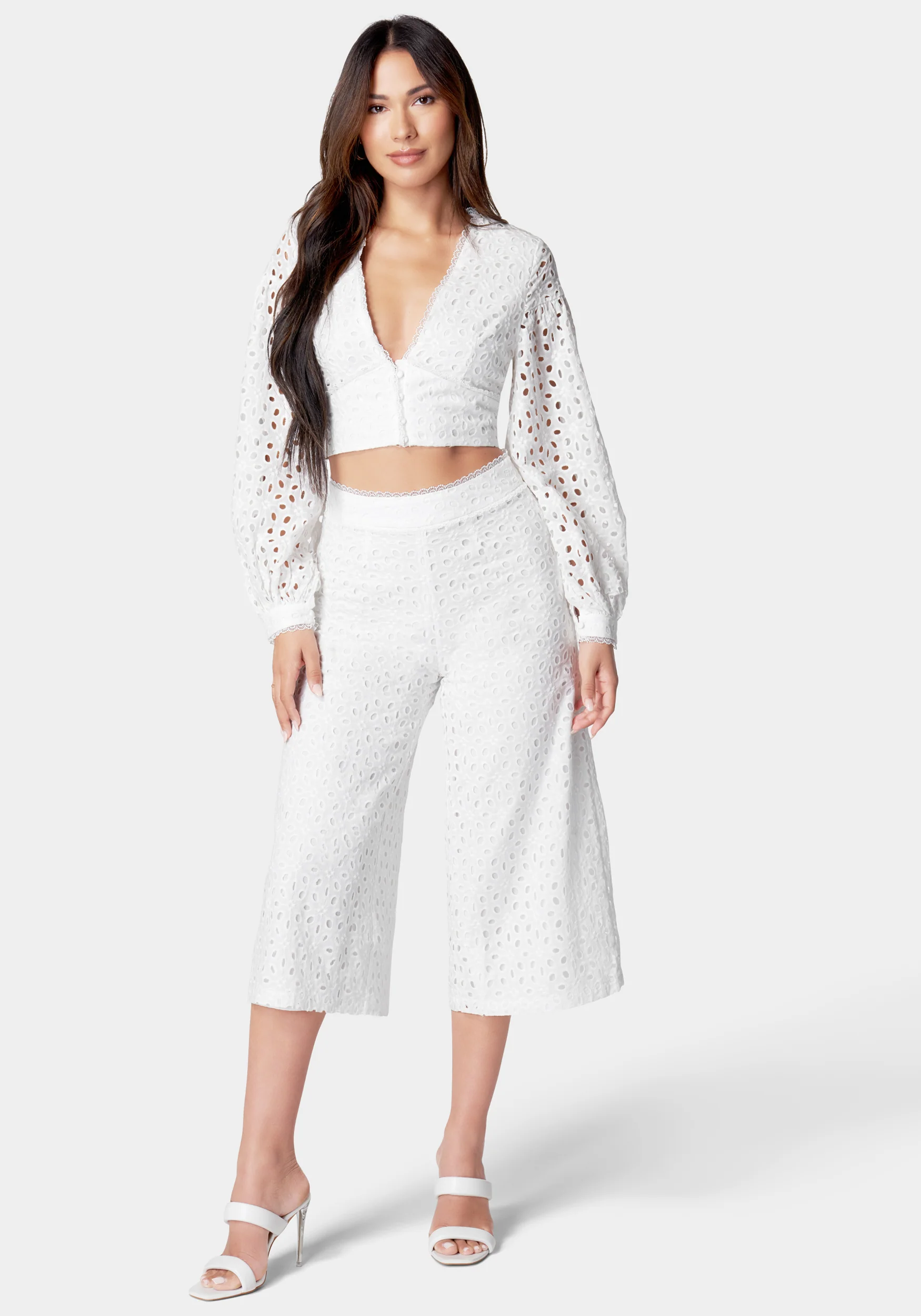 Eyelet Detail Wide Leg Pant - Image 2