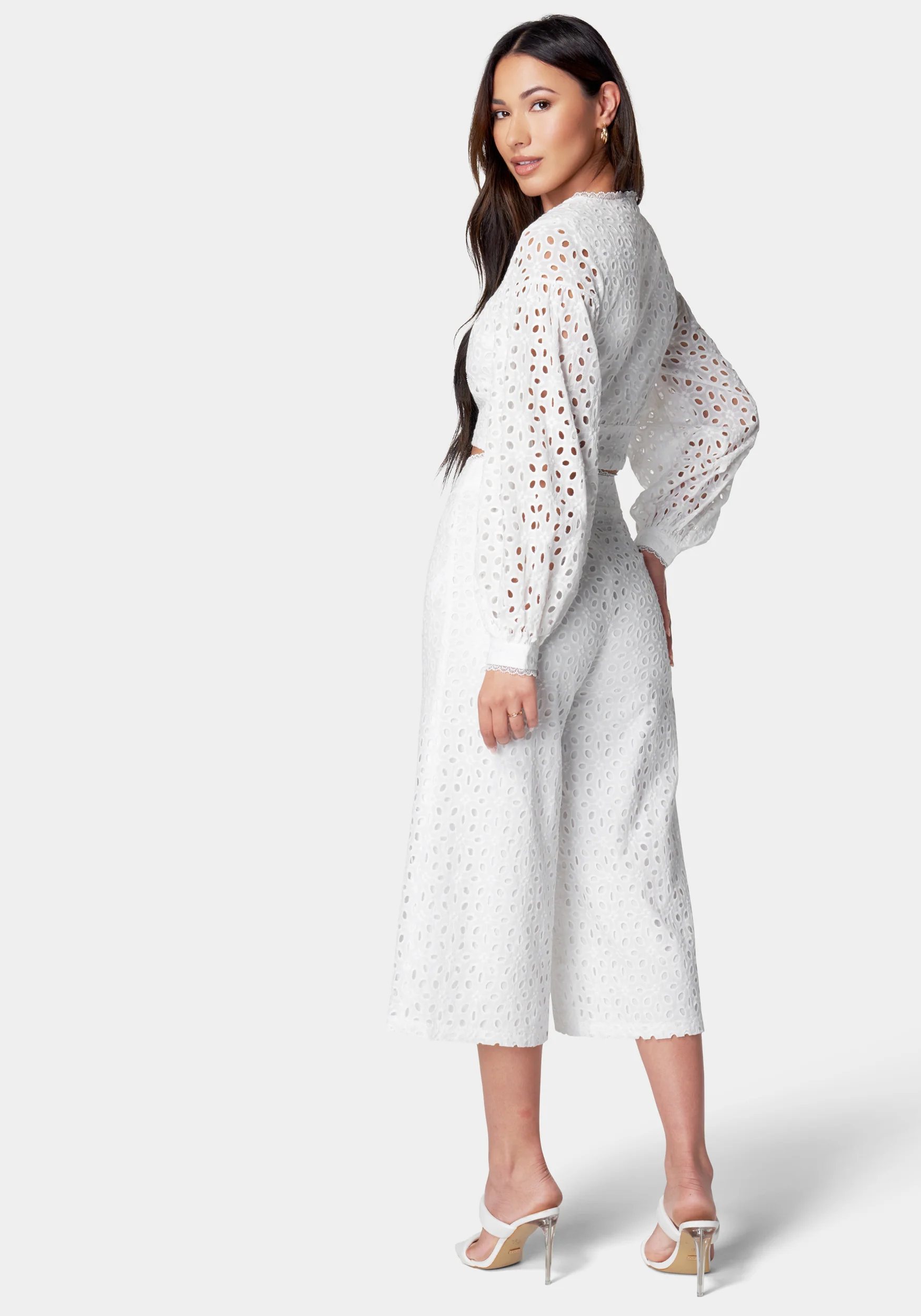 Eyelet Detail Wide Leg Pant - Image 3