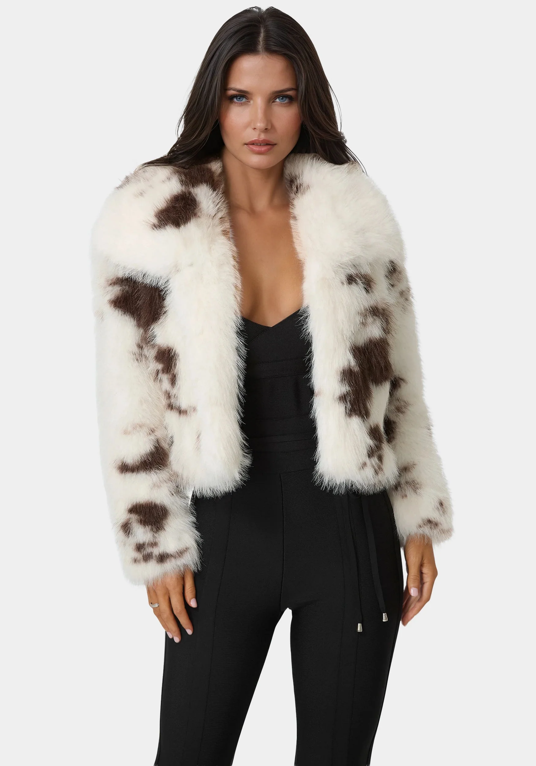 Faux Fur Animal Print Short Jacket