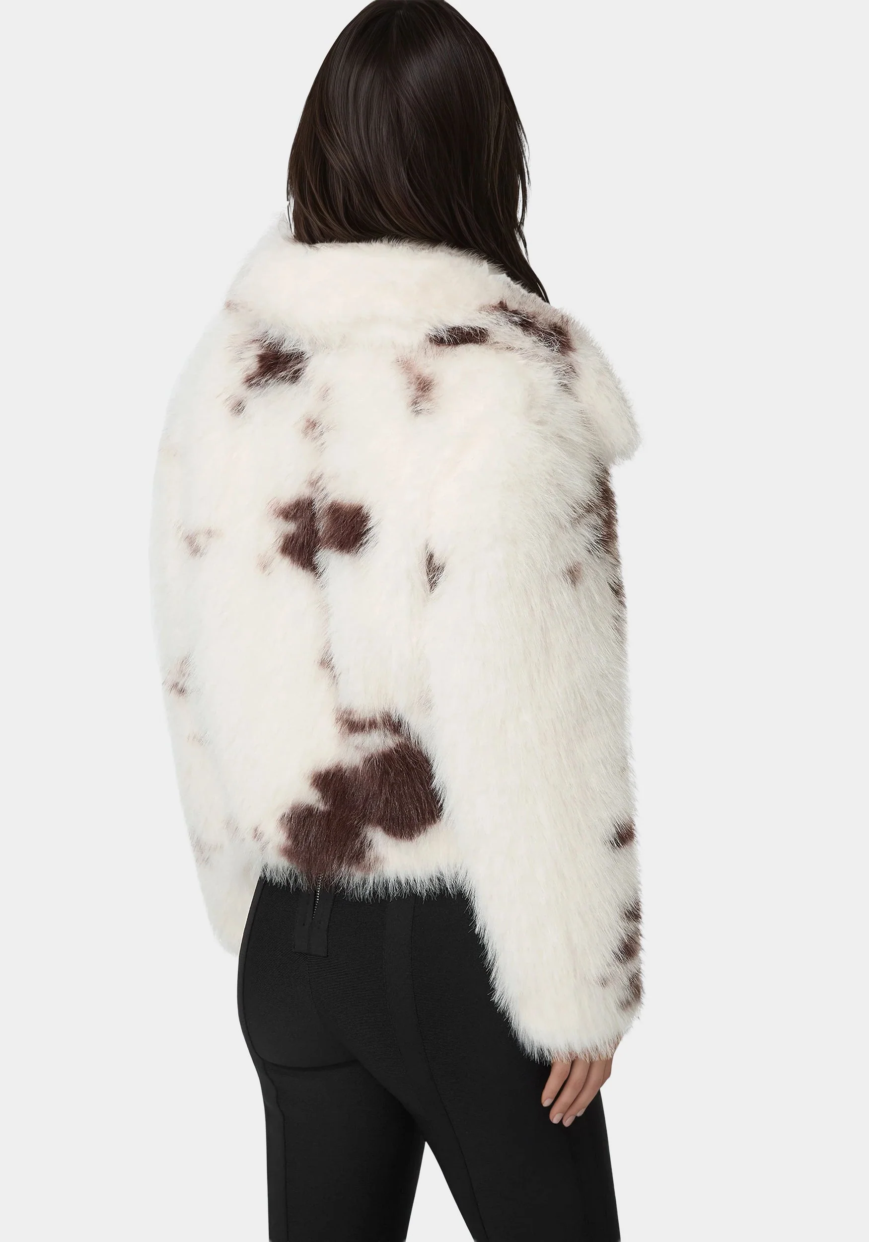Faux Fur Animal Print Short Jacket - Image 2