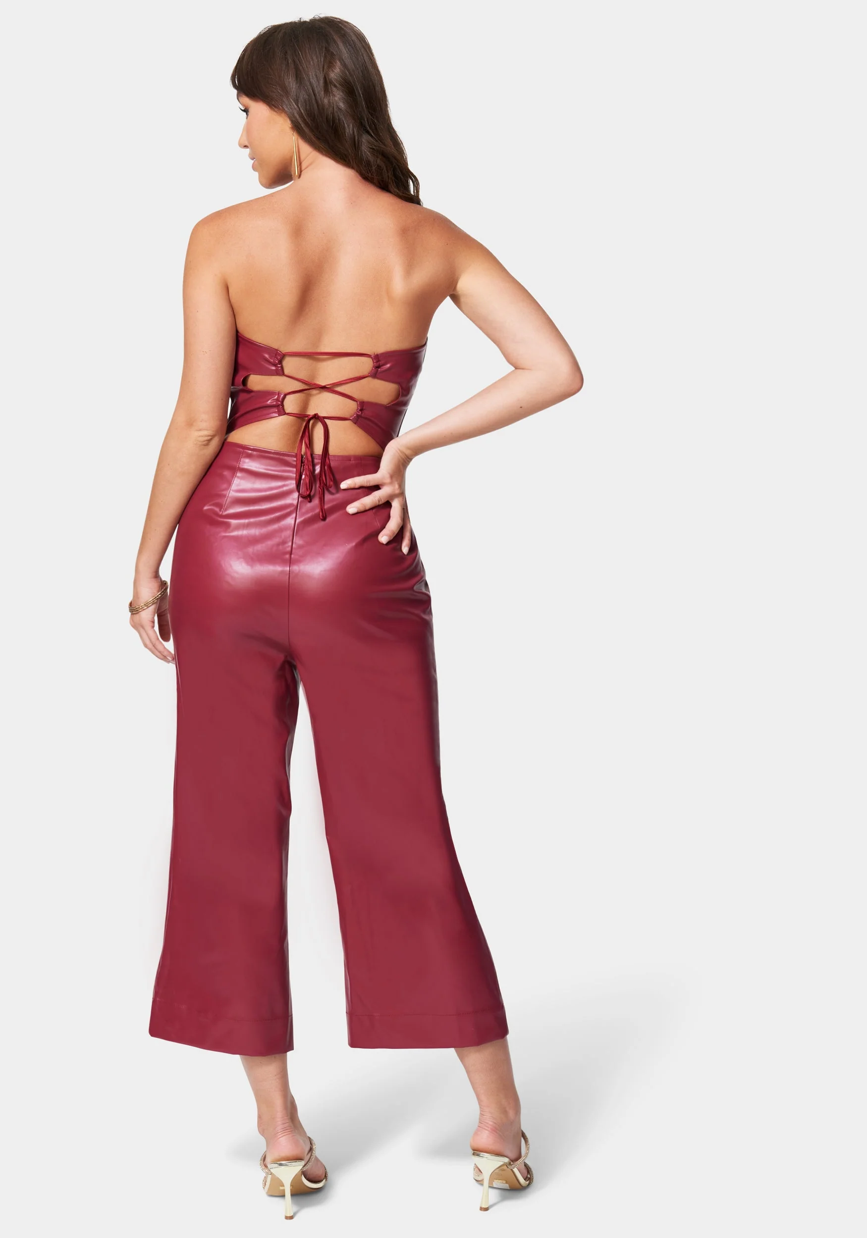 Vegan Leather Culotte Jumpsuit - Image 3