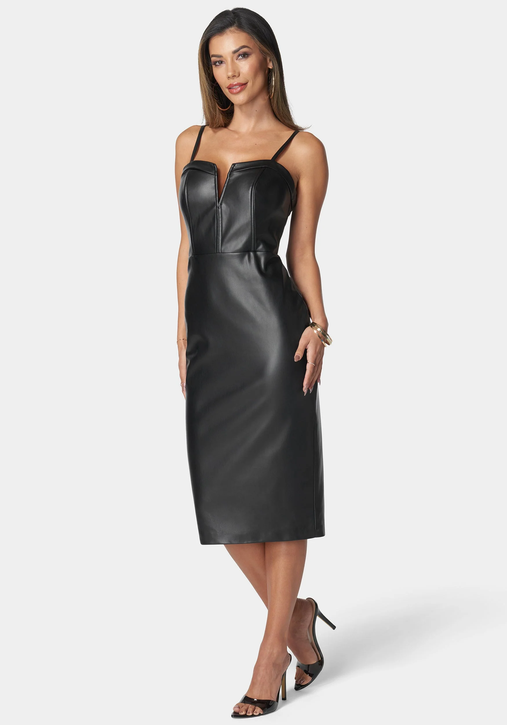 Faux Leather Midi Dress - Image 2